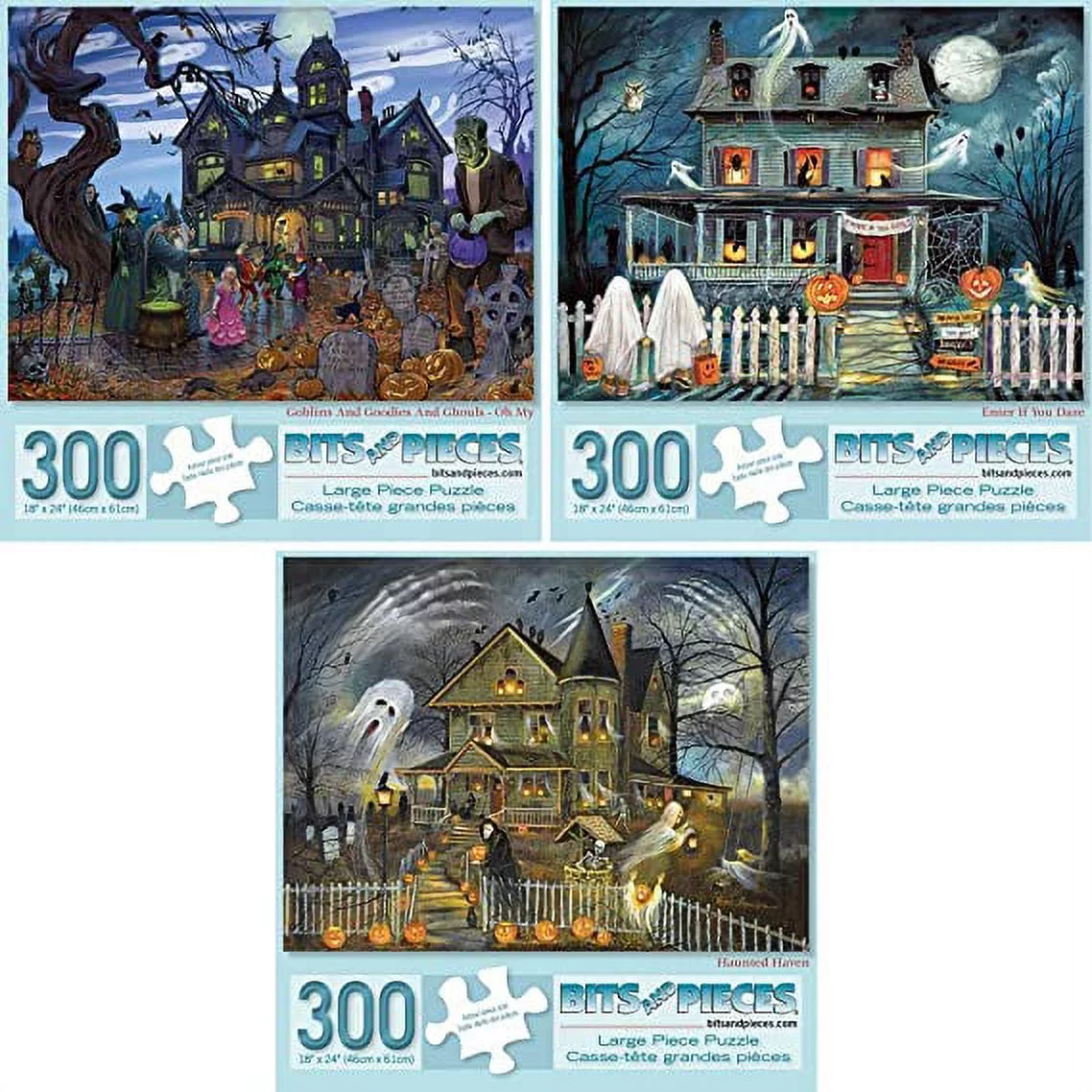Bits and Pieces - Value Set of Three (3) 300 Piece Jigsaw Puzzles for Adults - Each Puzzle Measures 18