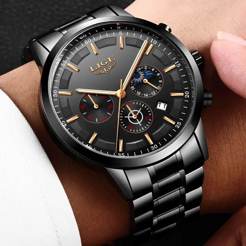 Relojes 2022 Watch Men LIGE Fashion Sport Quartz Clock Mens Watches Top Brand Luxury Business Waterproof Watch Relogio Masculino