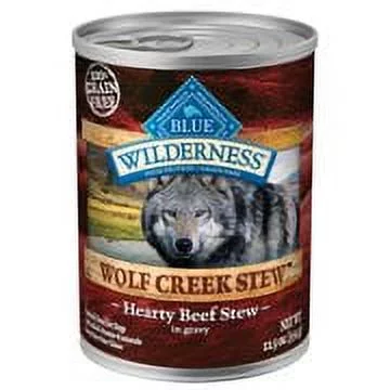 Blue Buffalo Wilderness Wolf Creek Stew High Protein Grain Free, Natural Wet Dog Food, Hearty Beef Stew in gravy 12.5-oz can (pack of 12)