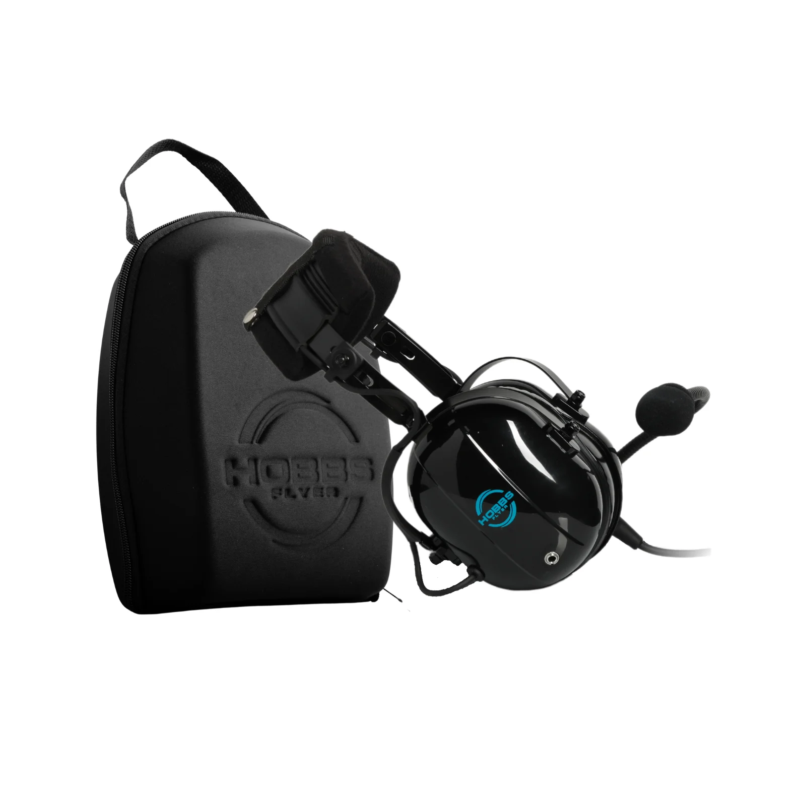 Hobbs Flyer H1 Passive Aviation Pilot Headset with Music Input and Carry Case