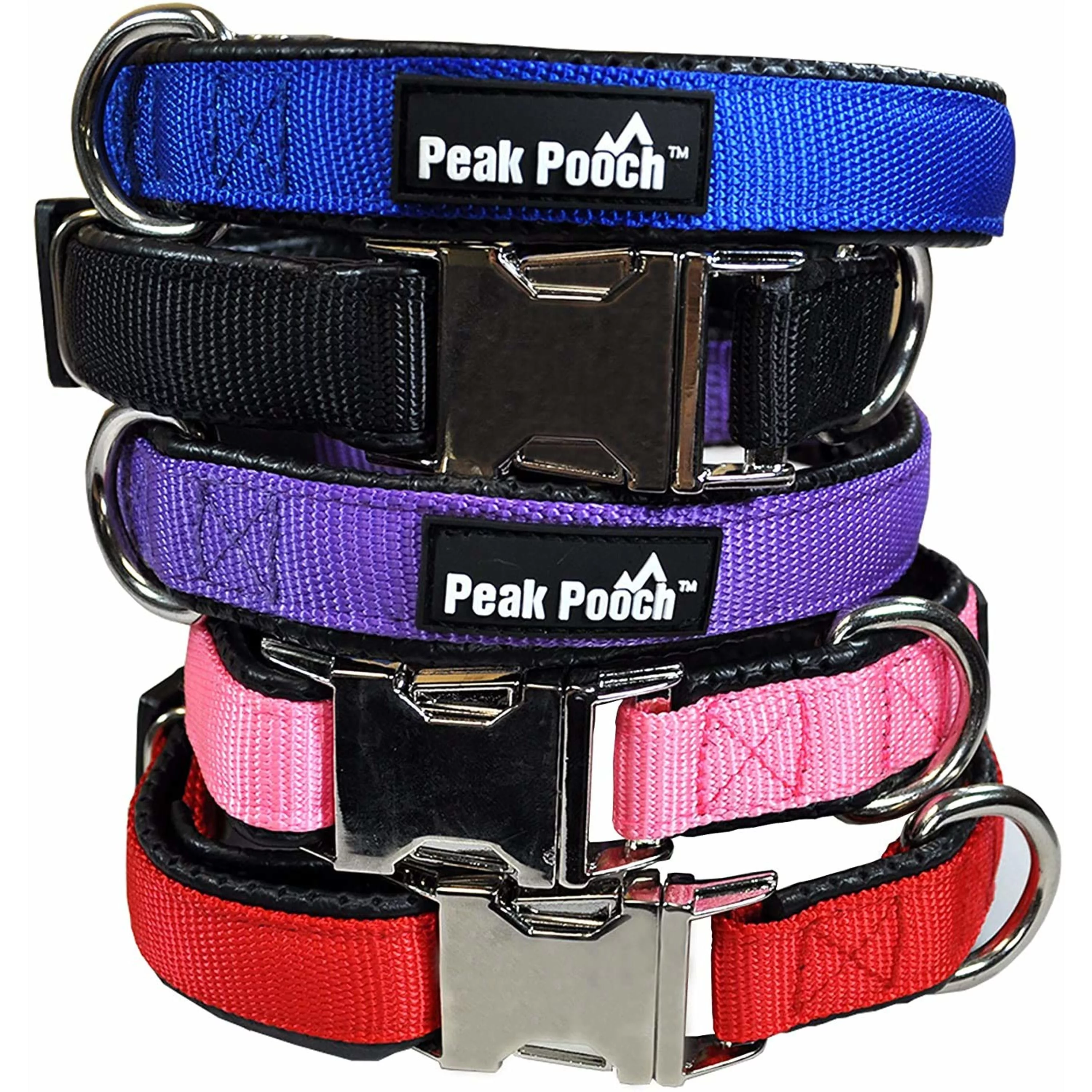 Peak Pooch Quick Release Dog Collar, Metal Buckle Dog Collars for Large Dogs, Red, L