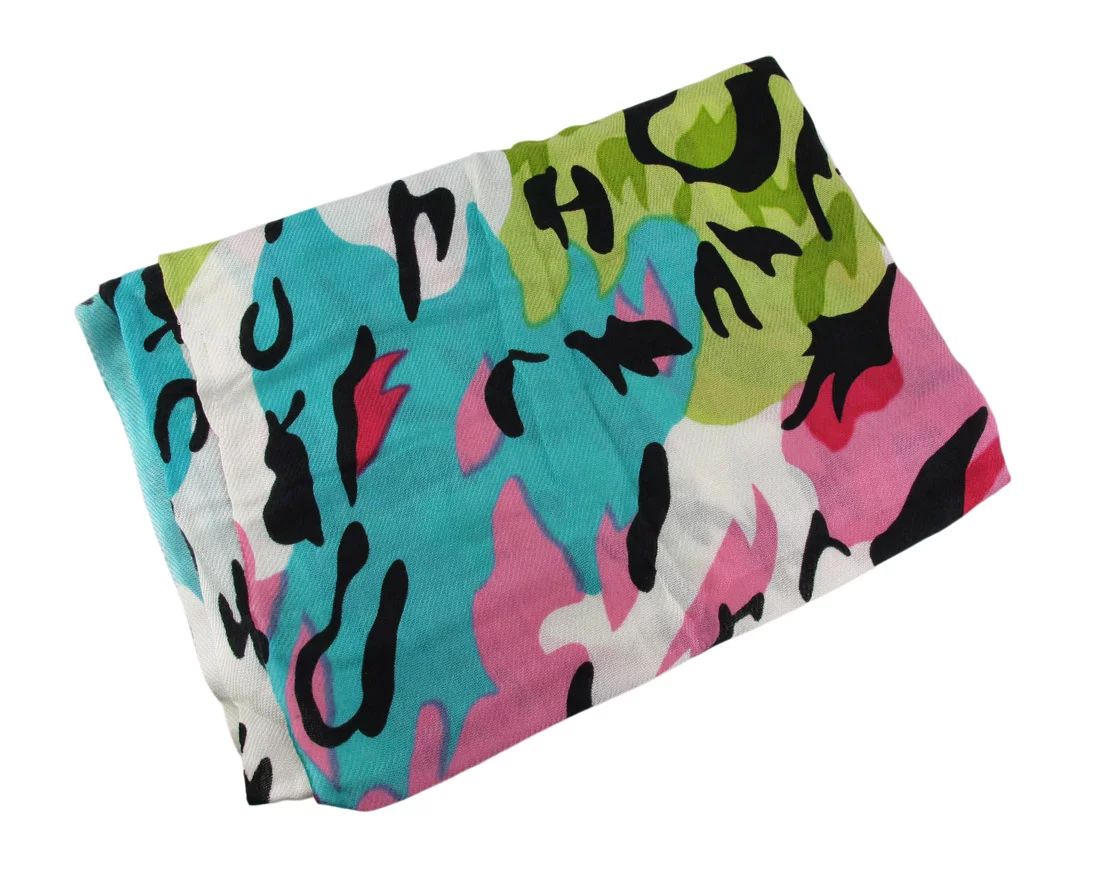 Zeckos Splashes of Spring Colors Acrylic Leopard Print Scarf 70 in. X 26 in.