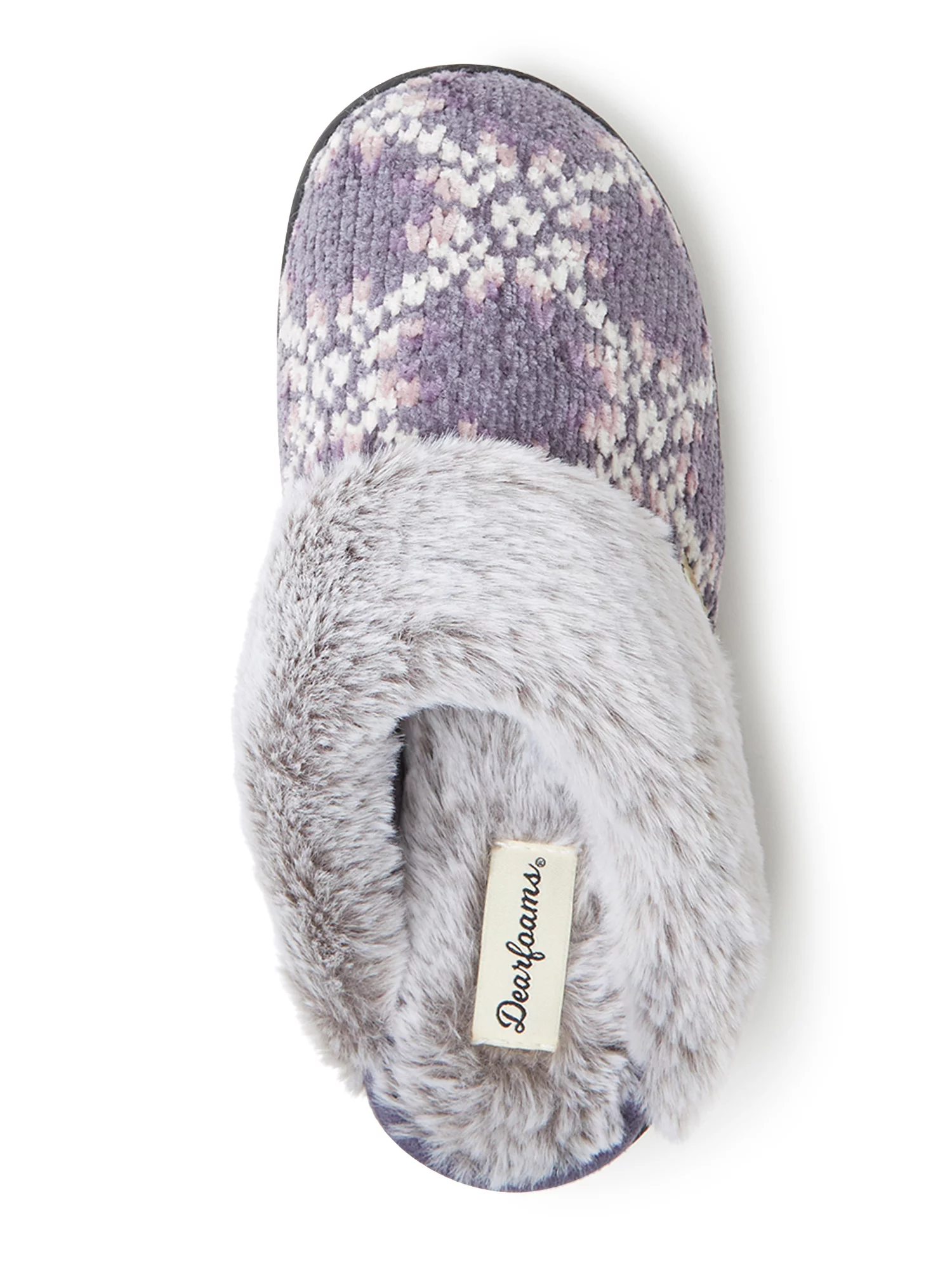 Dearfoams Chenille Fairisle Scuff Slippers with Memory Foam (Women's)