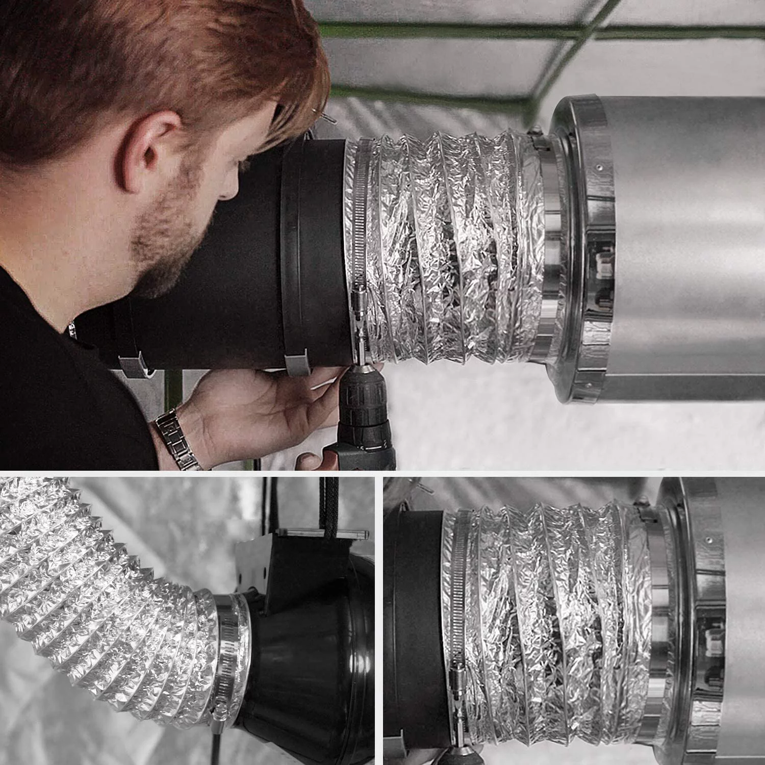 VIVOSUN 2Pack 4In 25Ft Non-Insulated Flex Air Aluminum Ducting, 4 Clamps Included