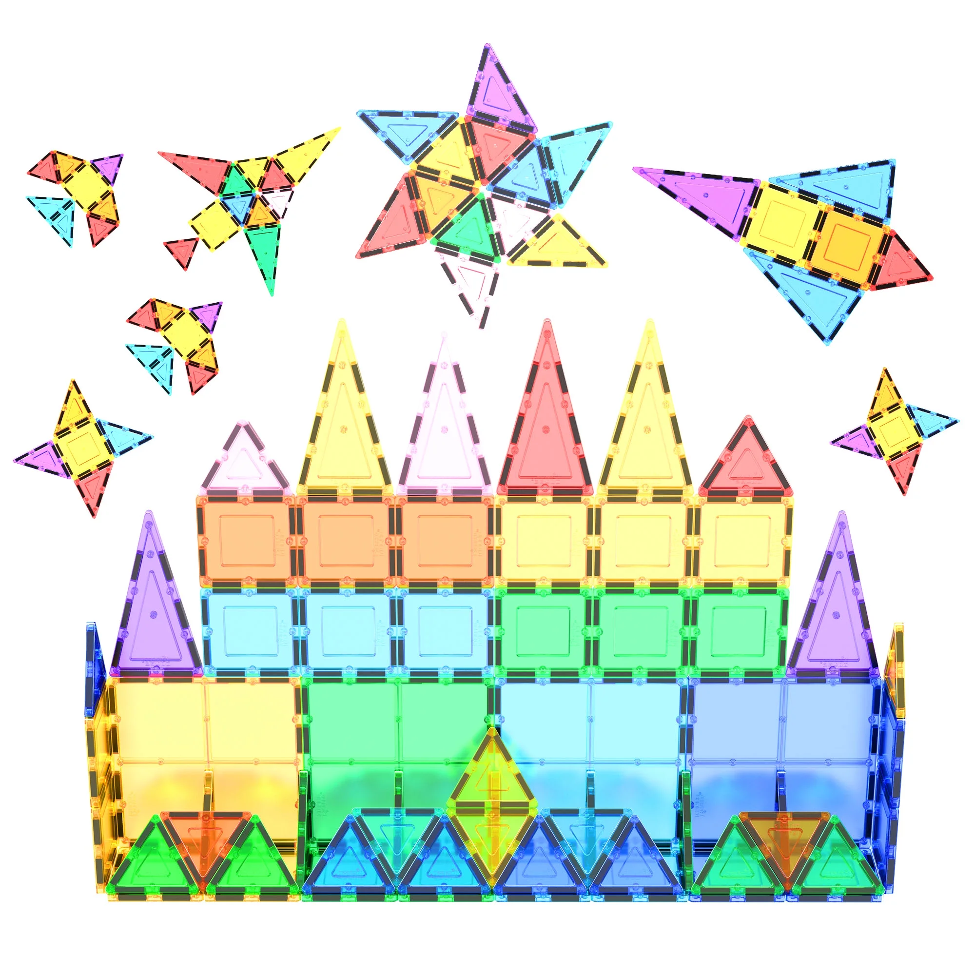 Picasso Tiles 60 Piece Clear 3D Magnetic Building Blocks Tiles Set PT60