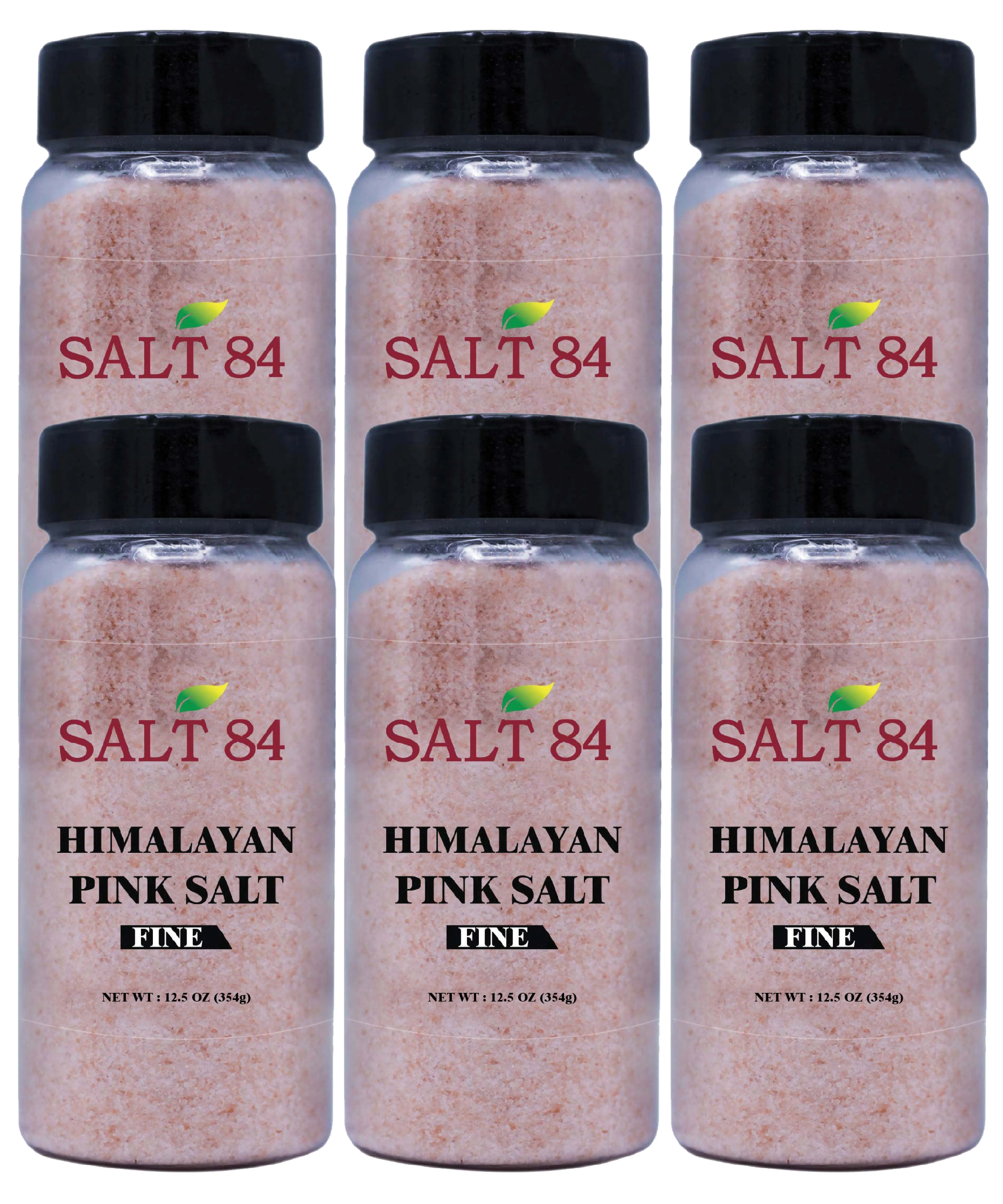 Natural Himalayan Pink Salt 12.49 oz Each, Fine Grain Shaker, Natural Seasoning Salt, (6 Count)