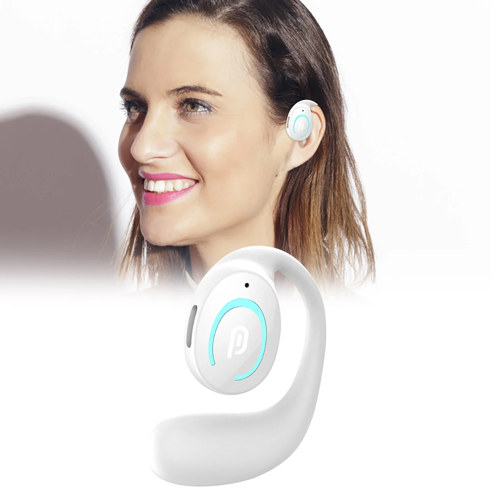 YHAIOGS Bluetooth Earpiece for Cell Phone K 9 Headset New Single Ear OWS Upgrade Wireless Earpiece Type External Stereo Conduction Breathing Lamp Call Function Unilateral Hands Earpiece