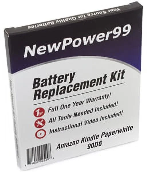 Amazon Kindle Paperwhite 90D6 Battery Replacement Kit with Tools, Video Instructions, Extended Life Battery and Full One Year Warranty