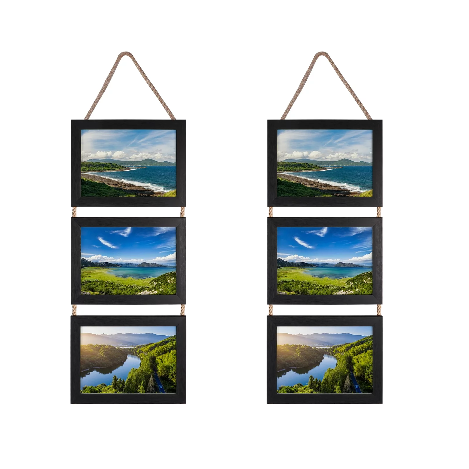 5x7 Picture Frame Collage Wall Hanging Photo Frames, Black, Set of 2