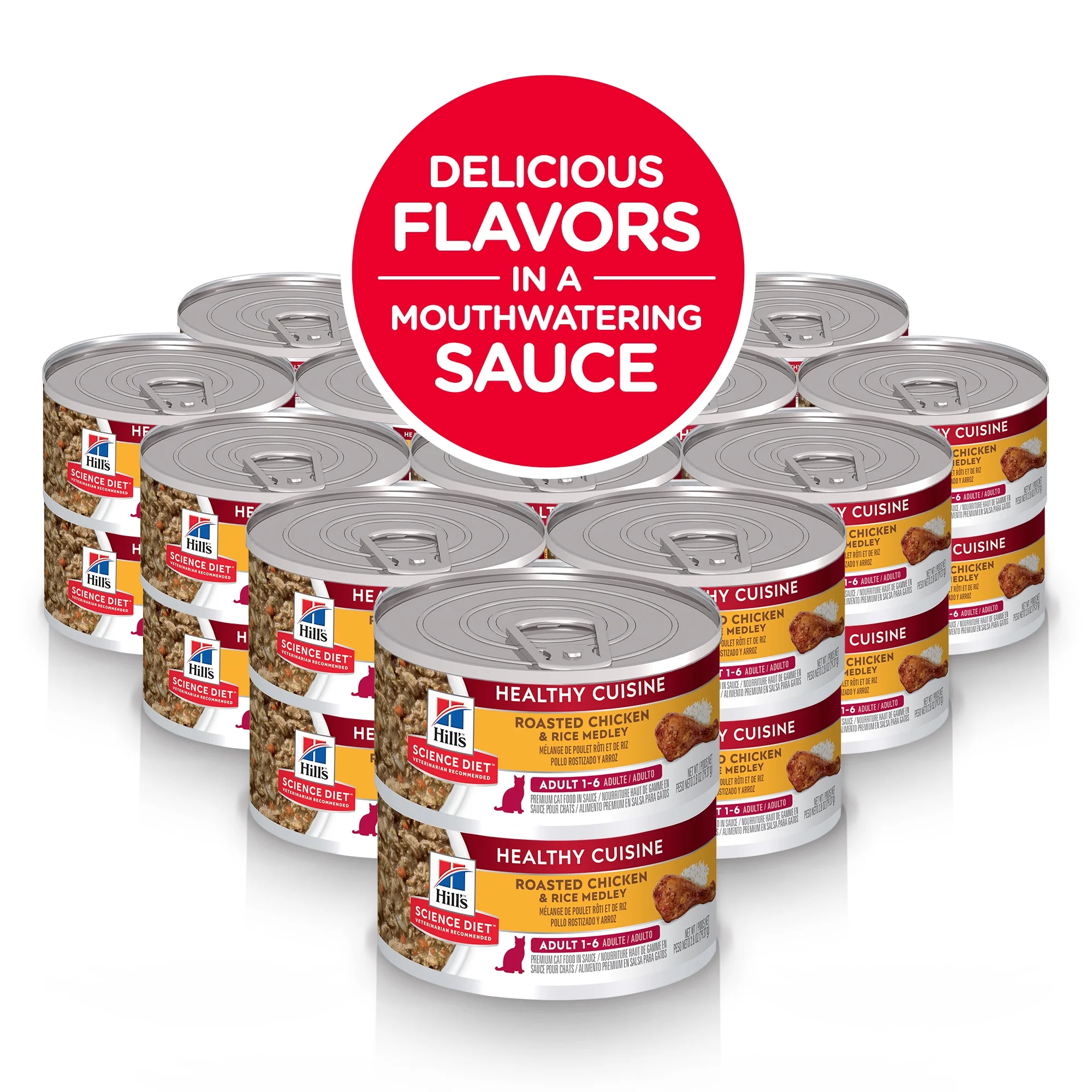 Hill's Science Diet Adult Healthy Cuisine Canned Cat Food, Roasted Chicken & Rice Medley, 2.8 oz, 24 Pack wet cat food