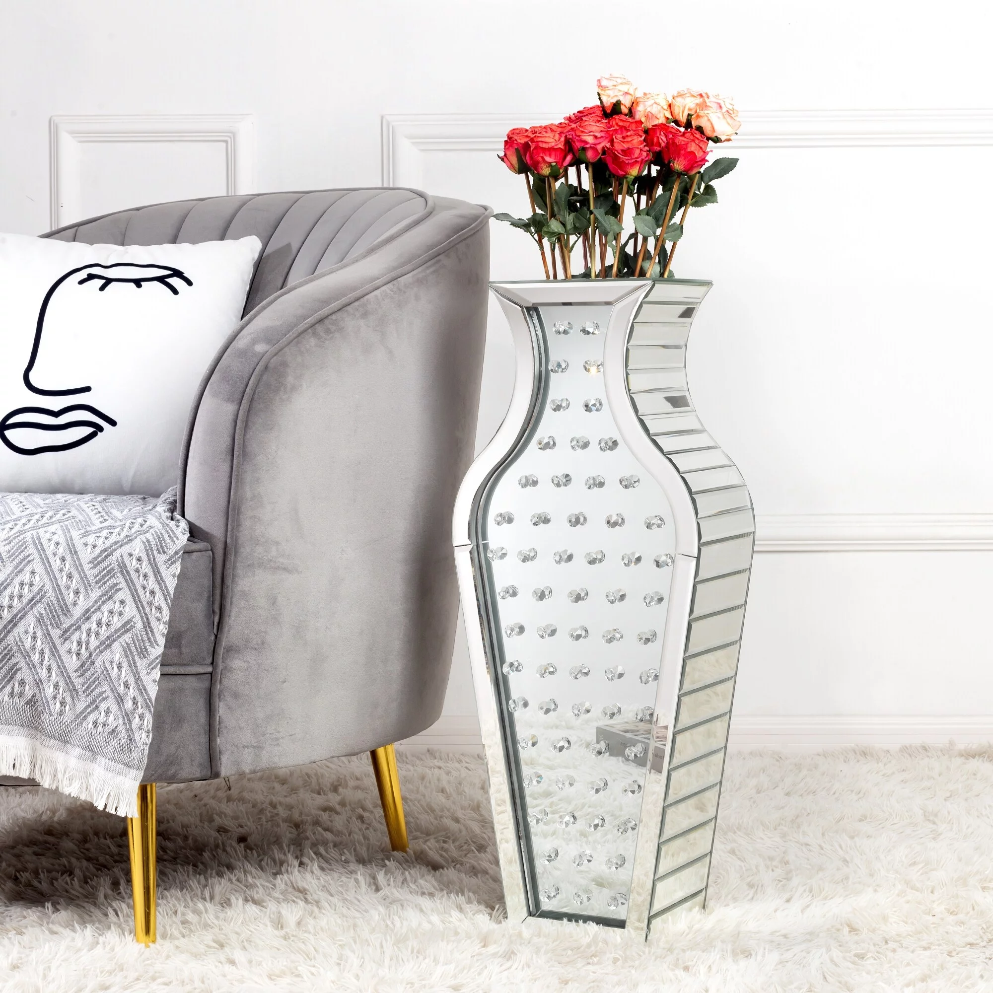 SHYFOY Jewelry Tall Crystal Floor Vase