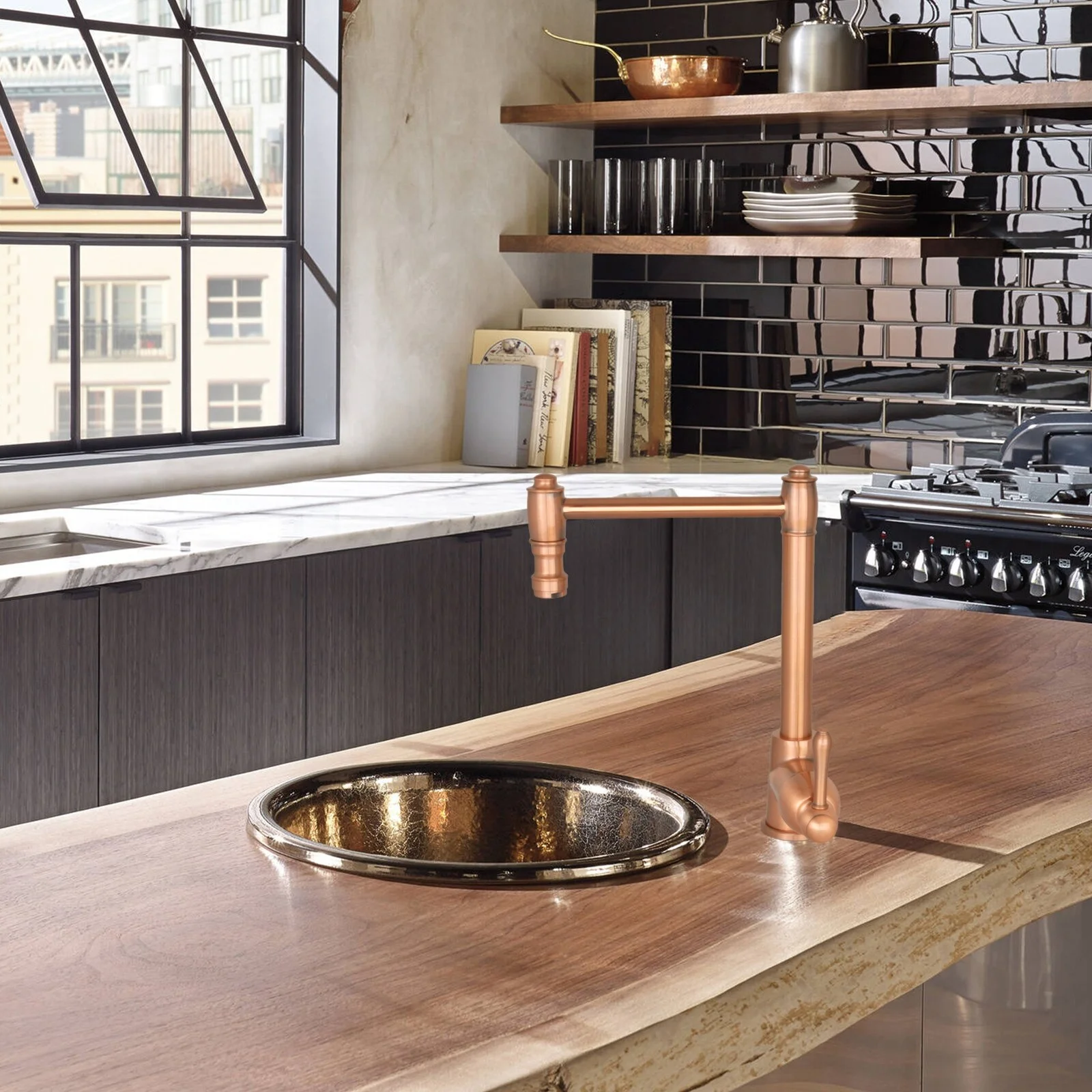 Akicon One-Handle Copper Widespread Kitchen Bar Faucet-5 Years Warranty Copper Copper Finish