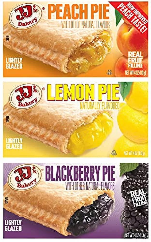 (2 pack) JJ's Bakery Pies Variety Pack (Lemon / Peach / Blackberry) | 12 Count