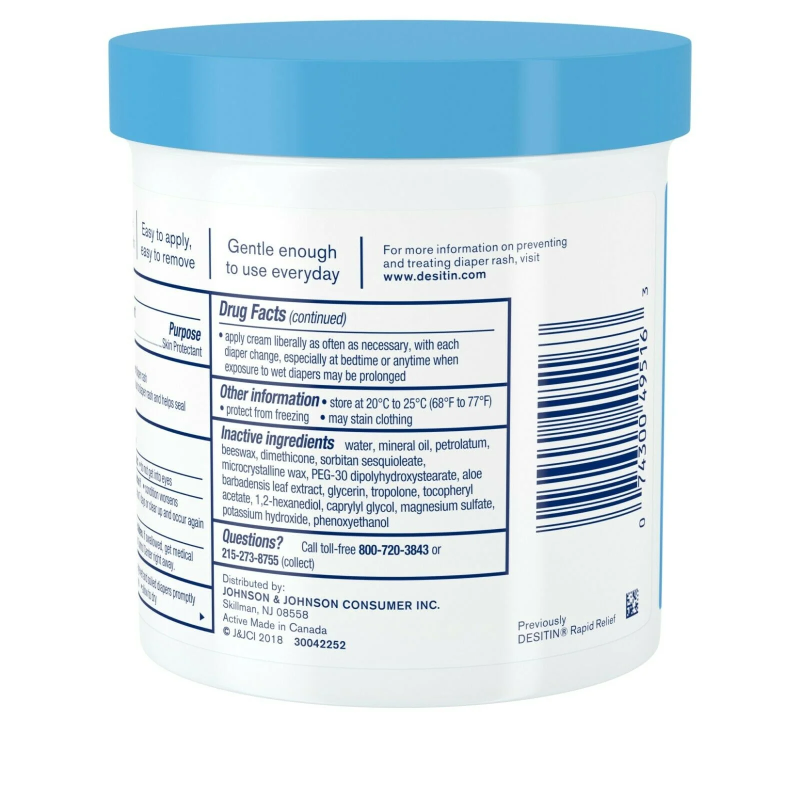 DESITIN Rapid Relief Diaper Rash Cream 16 oz (Pack of 2)