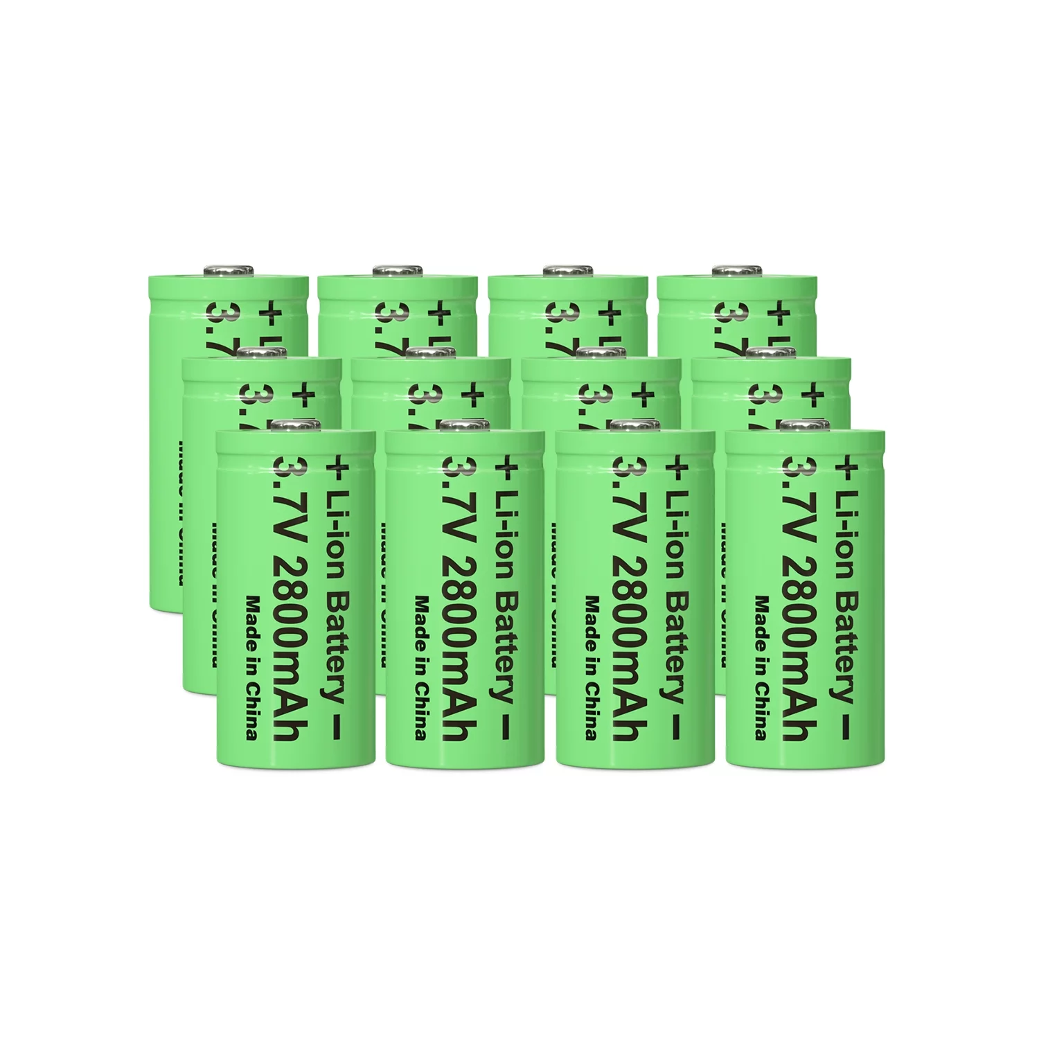 2800mAh 3.7v 16340 Rechargeable Batteries for Camera Flashlight (Green, 12PC)