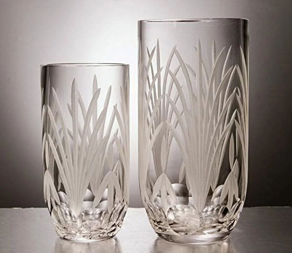 GAC Mouth Blown High Class Glass Crystal Flower Vase, Exquisite Decorative Vase Centerpiece -10