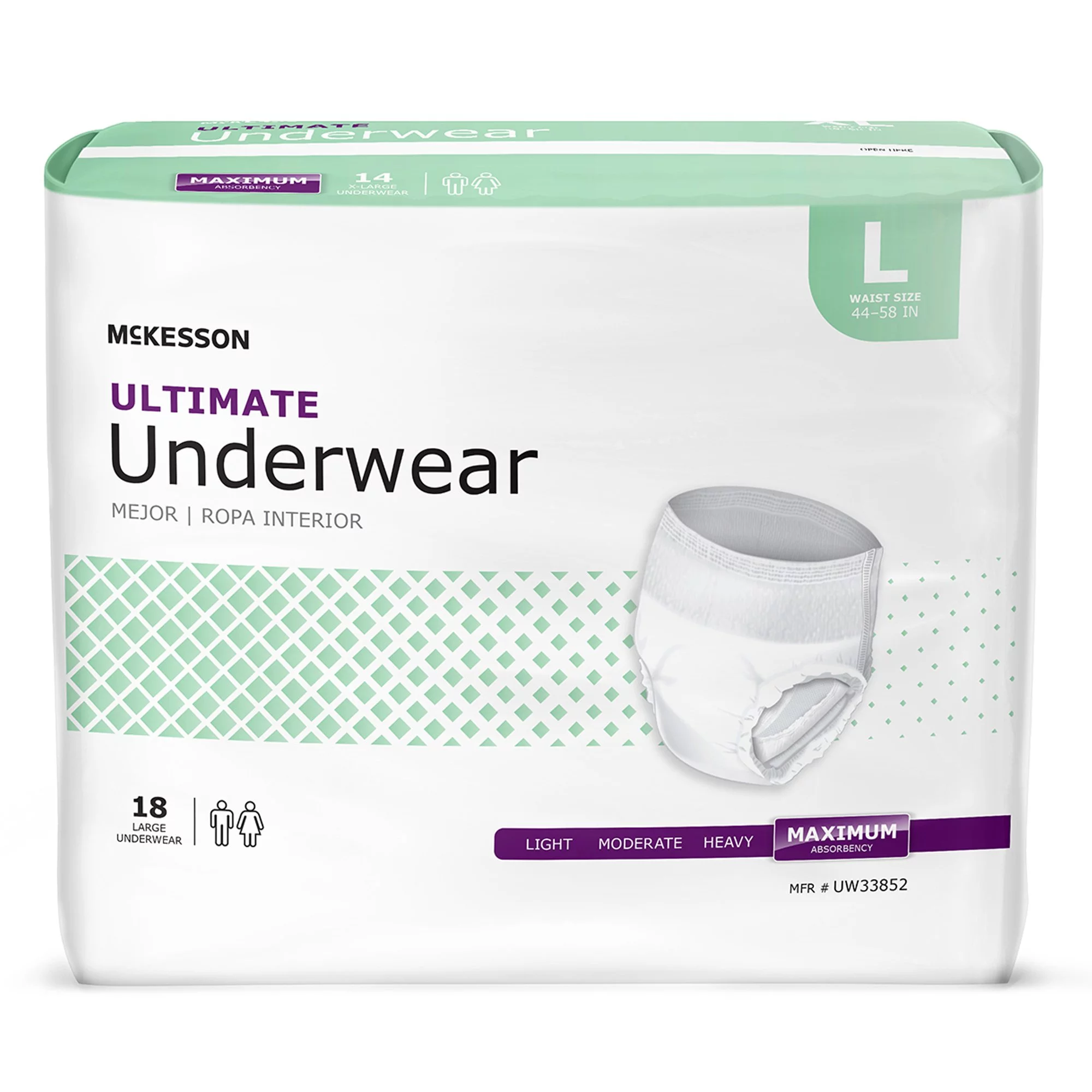 McKesson Ultimate Incontinence Underwear, Maximum Absorbency - Size Large, 72 Ct