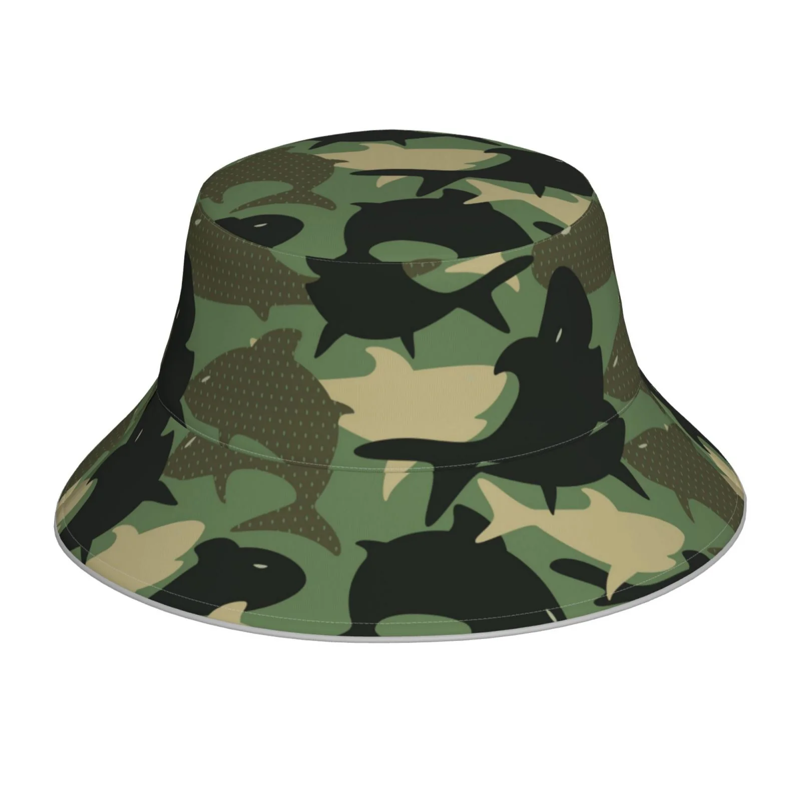 Balery Camouflage Shark Bucket Hats Fashion Sun Cap Packable Outdoor Fisherman Hat For Women And Men