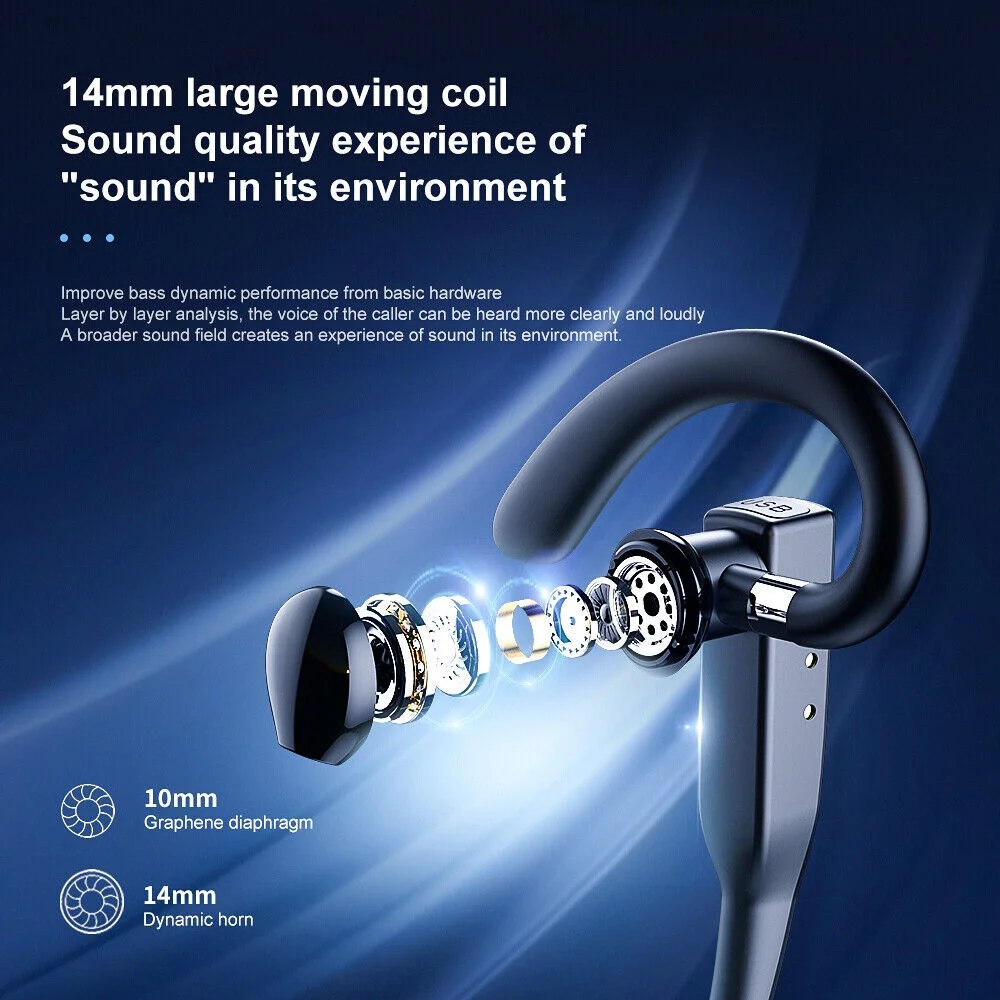 Bluetooth 5.0 Earpiece Dual Mic Earbud Noise Cancelling office Wireless Headset