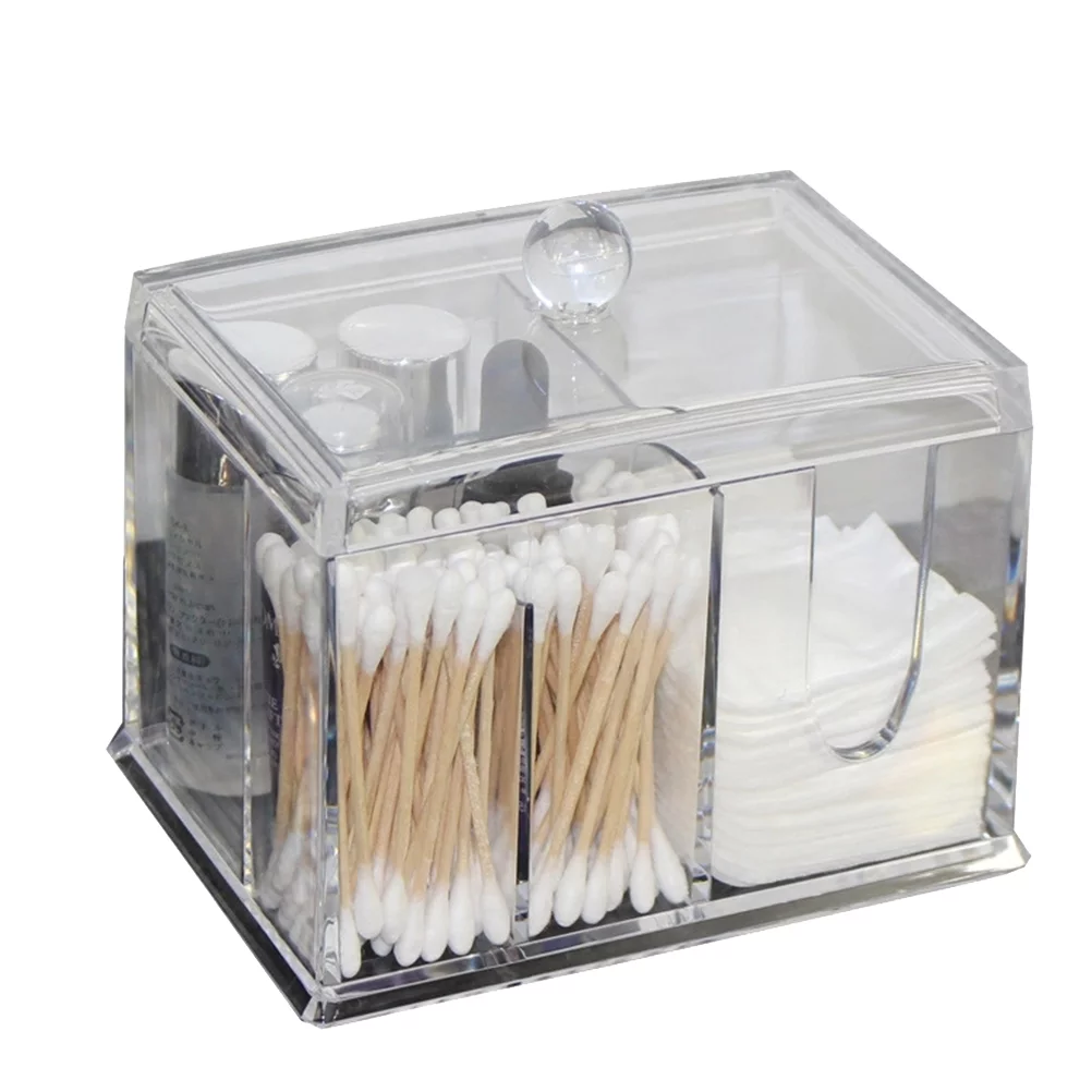 Pad Cotton Holder Dispenser Square Round Container Makeup Organizer Storage Box Cosmetic Lid Large
