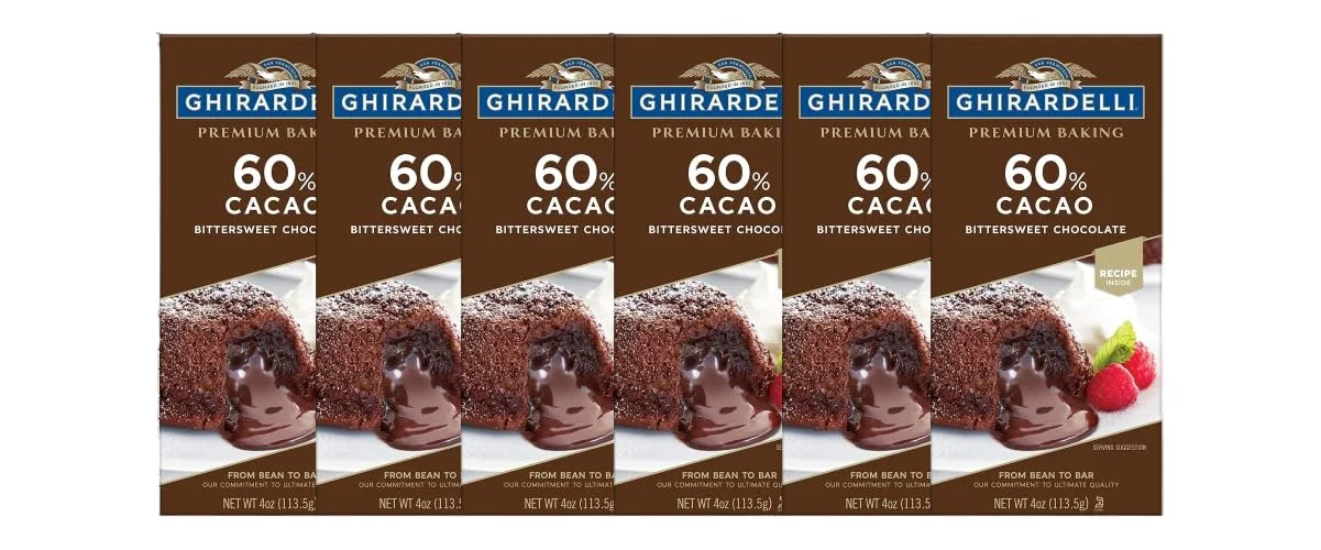 Ghirardelli 60% Cacao Premium Bittersweet Chocolate Baking Bar, 4 OZ (Pack Of 6)