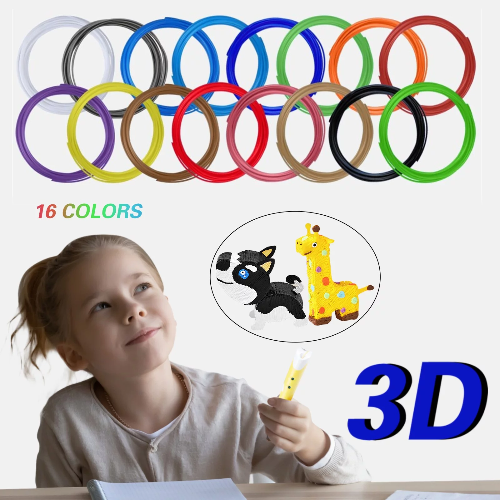 3D Pen Filament 16 Colours 5 M Each - 3D Pen Filament 1.75 Mm 3D Pen Paint Set