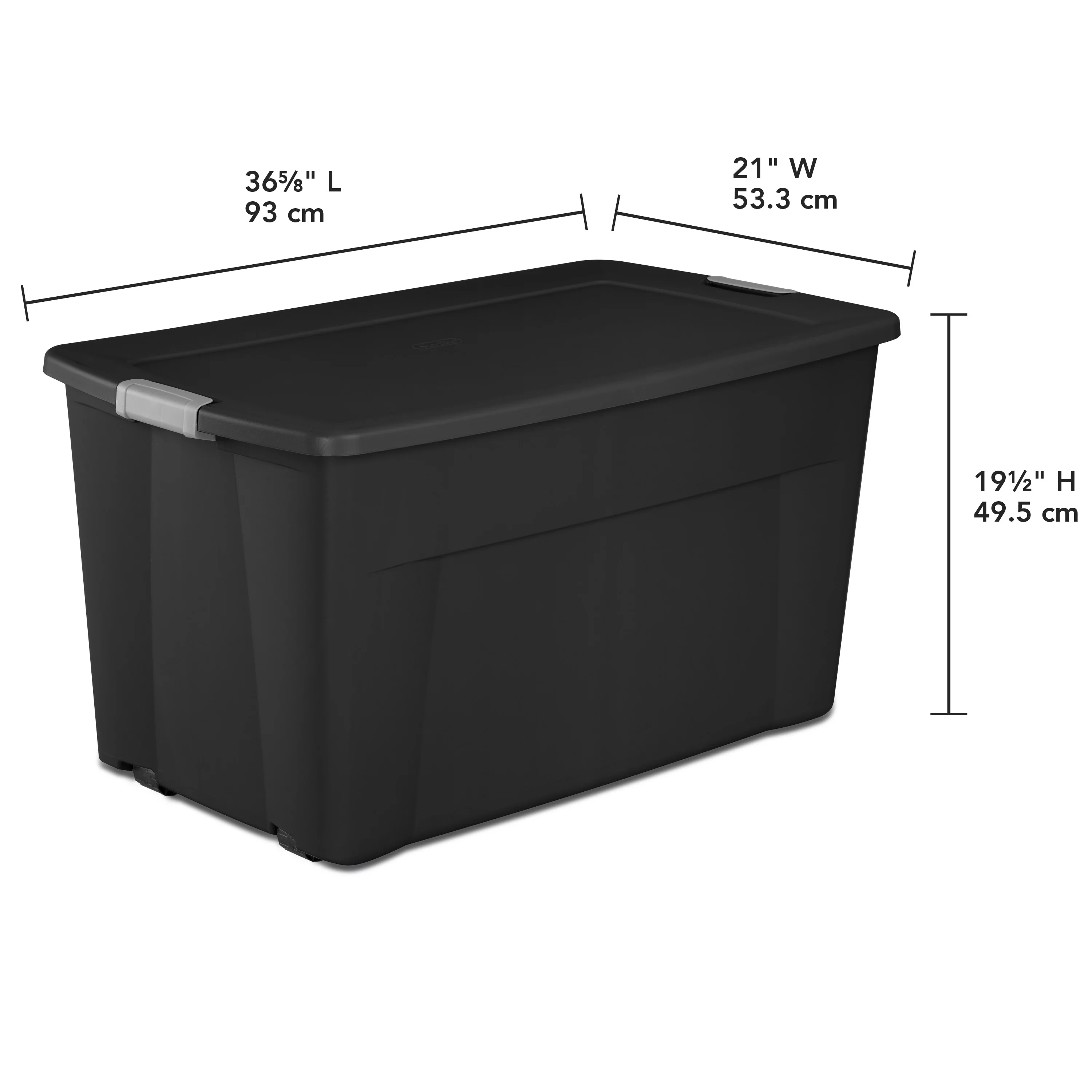 Sterilite 45 Gal. Wheeled Latch Tote Black