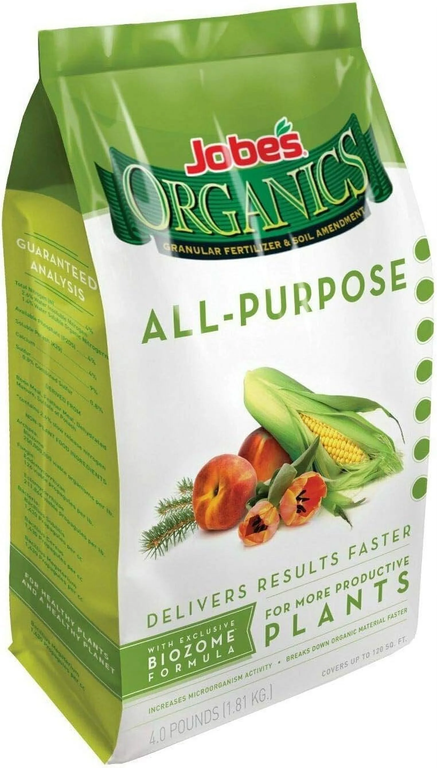 Jobes Organics 09526 Organic All Purpose Granular Fertilizer 4-4-4, 4 lb wo ack