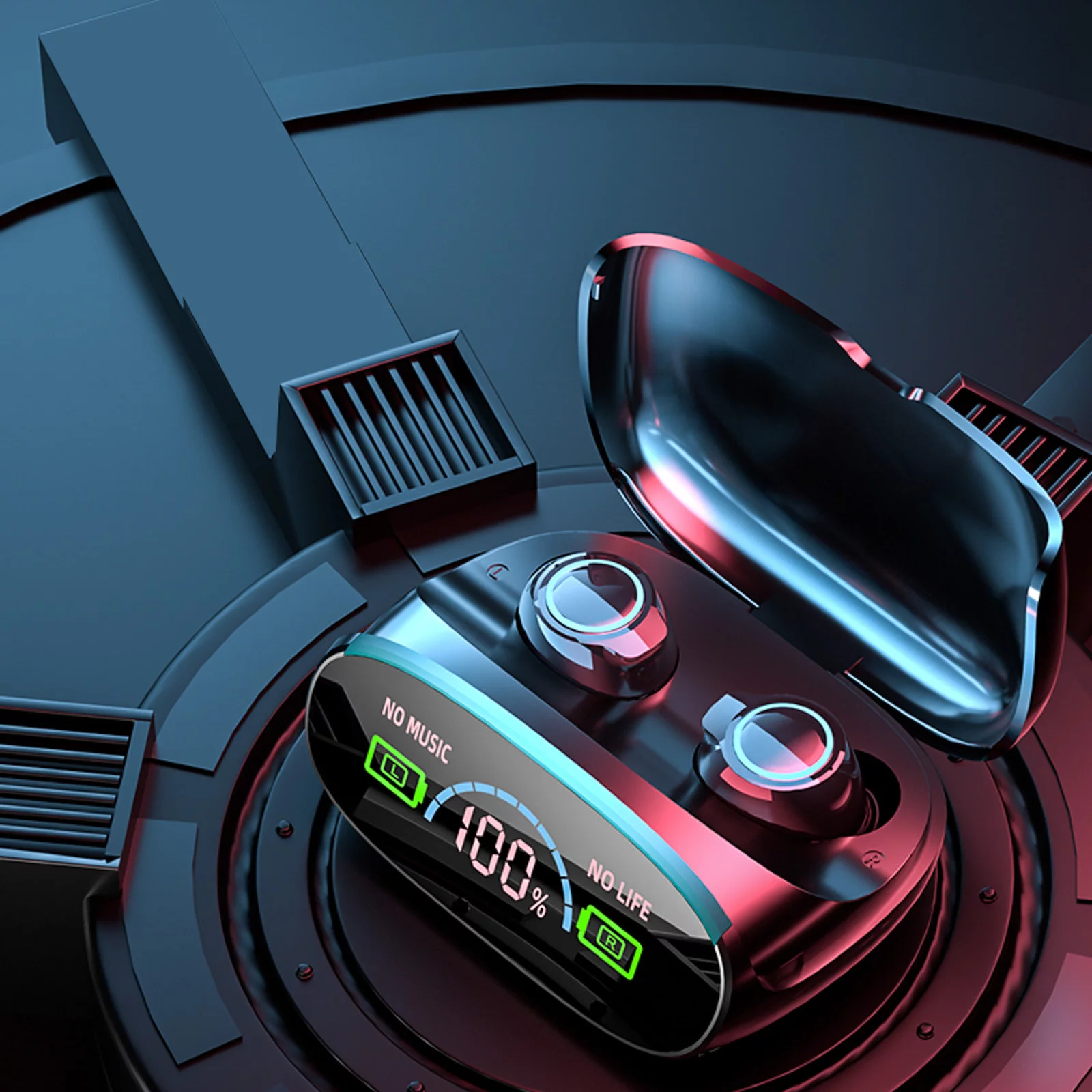 YHAIOGS Bluetooth Earpiece for Cell Phone Bluetooth 5.3 Headphones Dual Microphone Wireless Earbuds Long Battery Life LED Display Deep Bass Noise Cancelling Headphones Compatible with