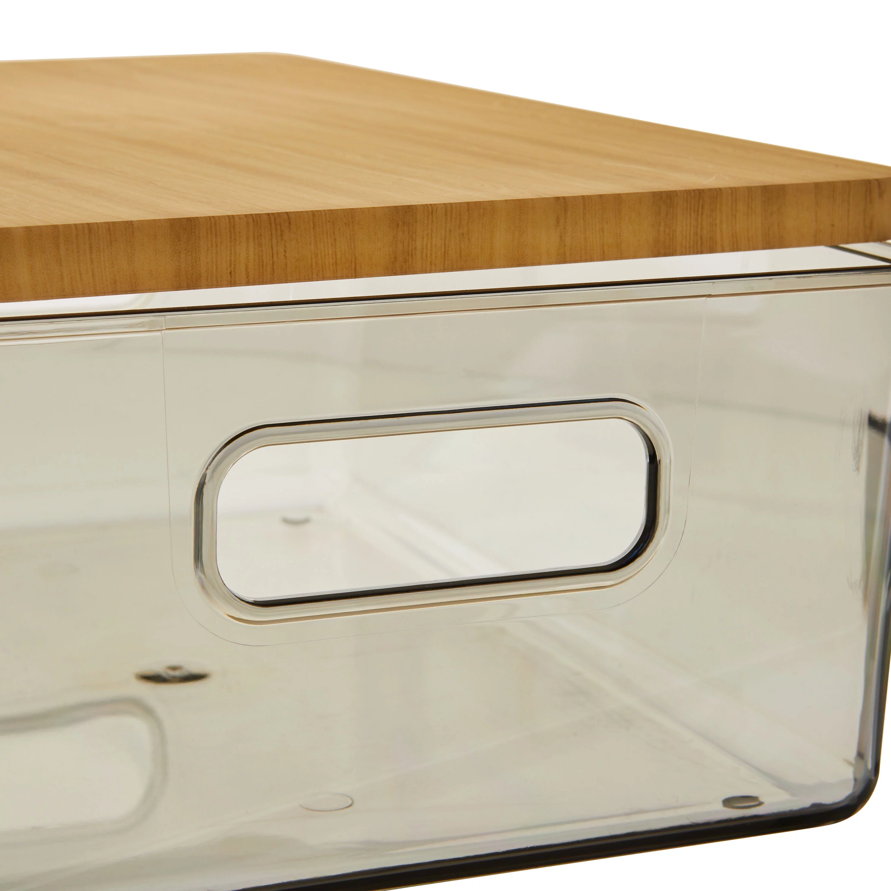 Pen+Gear Organizational Storage Box with Woodgrain Pattern Lid, Silver Gray