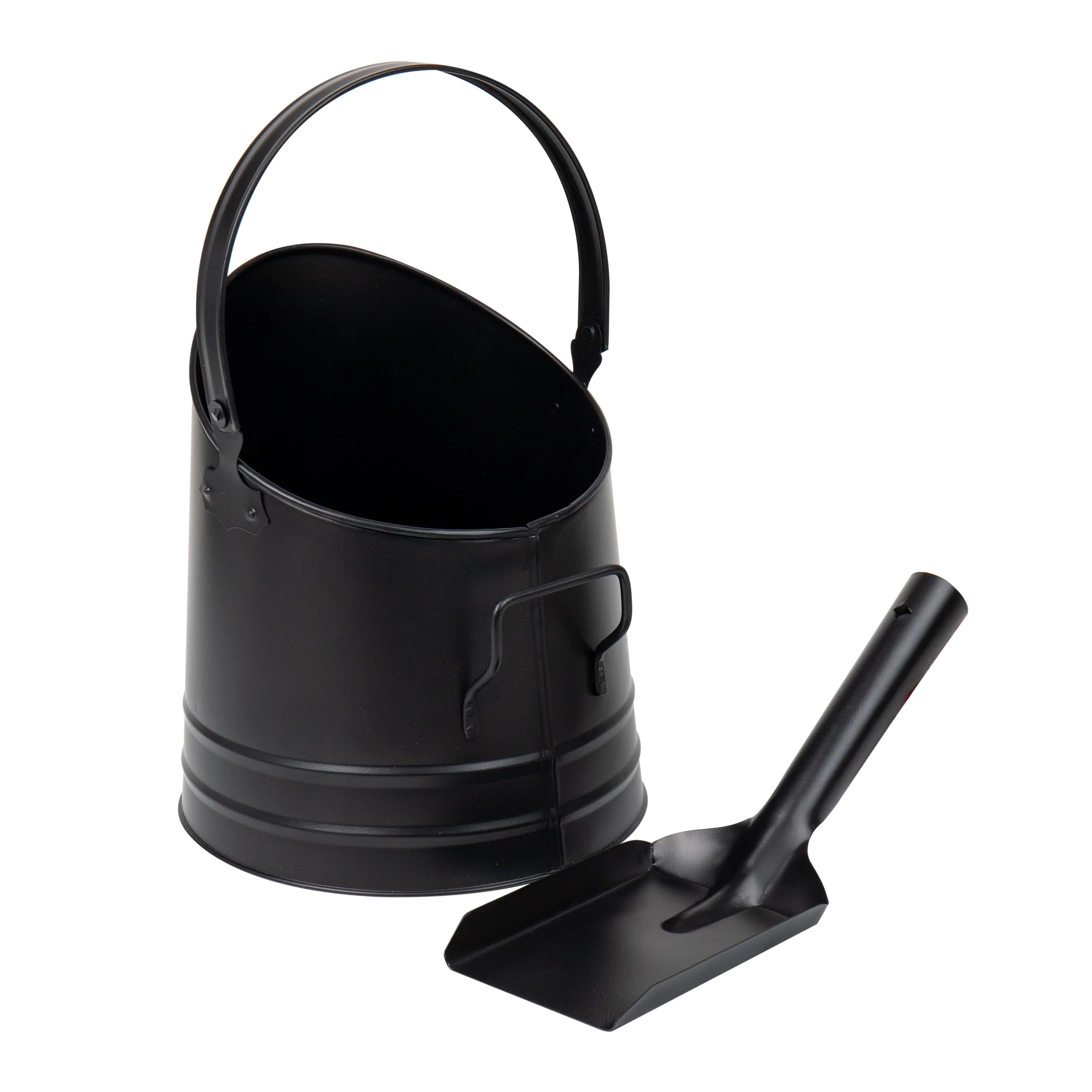 Mind Reader 2-Piece Metal Fireplace Bucket with Shovel Fireside Bucket with Ash Scoop and Handle, Black