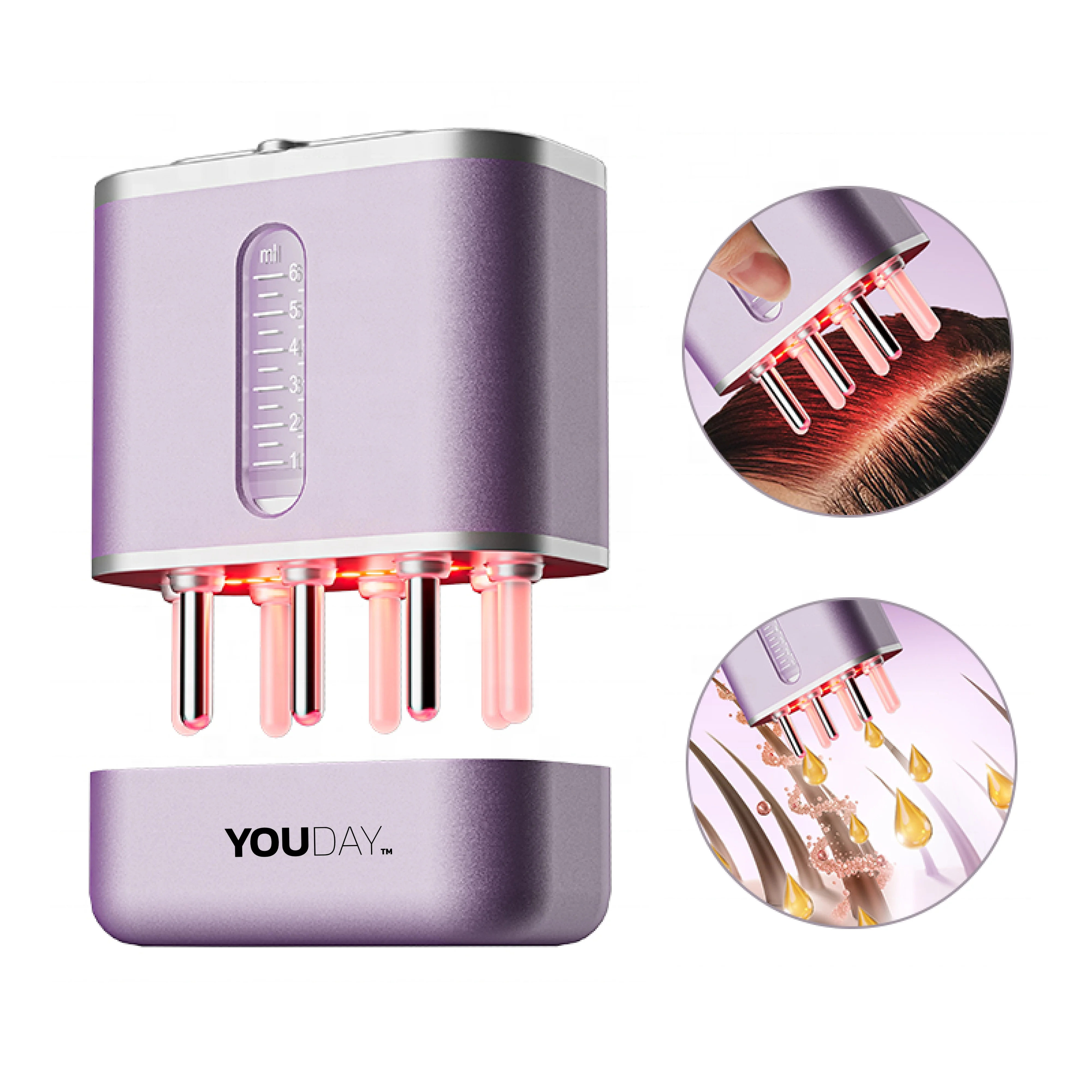 Hair Oiling Applicator & Scalp Massager for Hair Growth Treatment, Essential Oil & Red Light Therapy