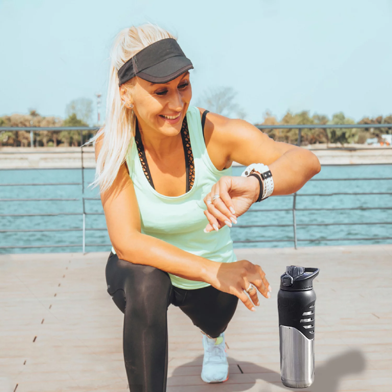 Dominate Stainless Steel Water Bottle, 24oz, Silicon Body Grip, Vacuum Insulated, Leak Proof - Academy