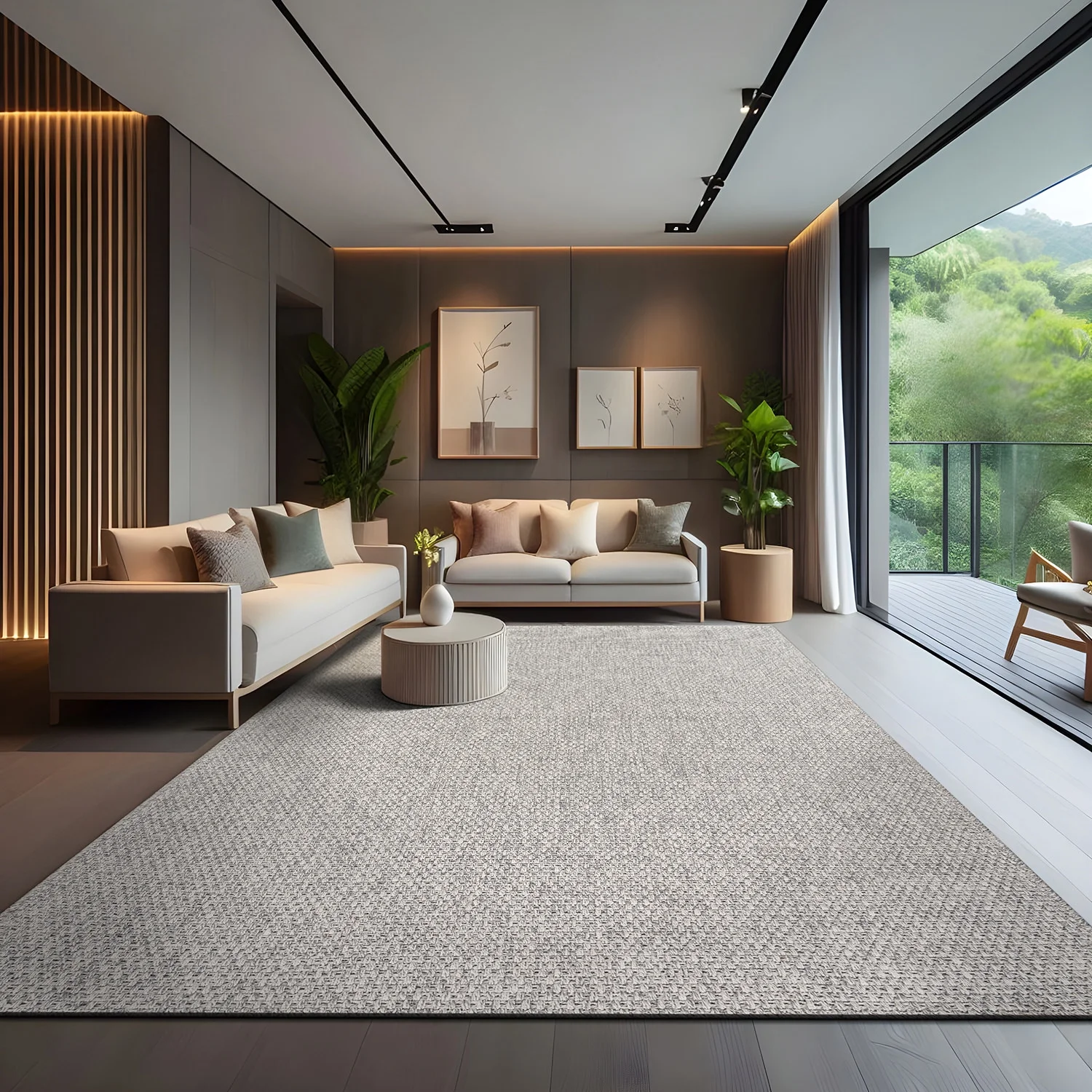 CAMILSON Solid Non Shedding Easy-Cleaning Outdoor Jute Rug Gray 6x9