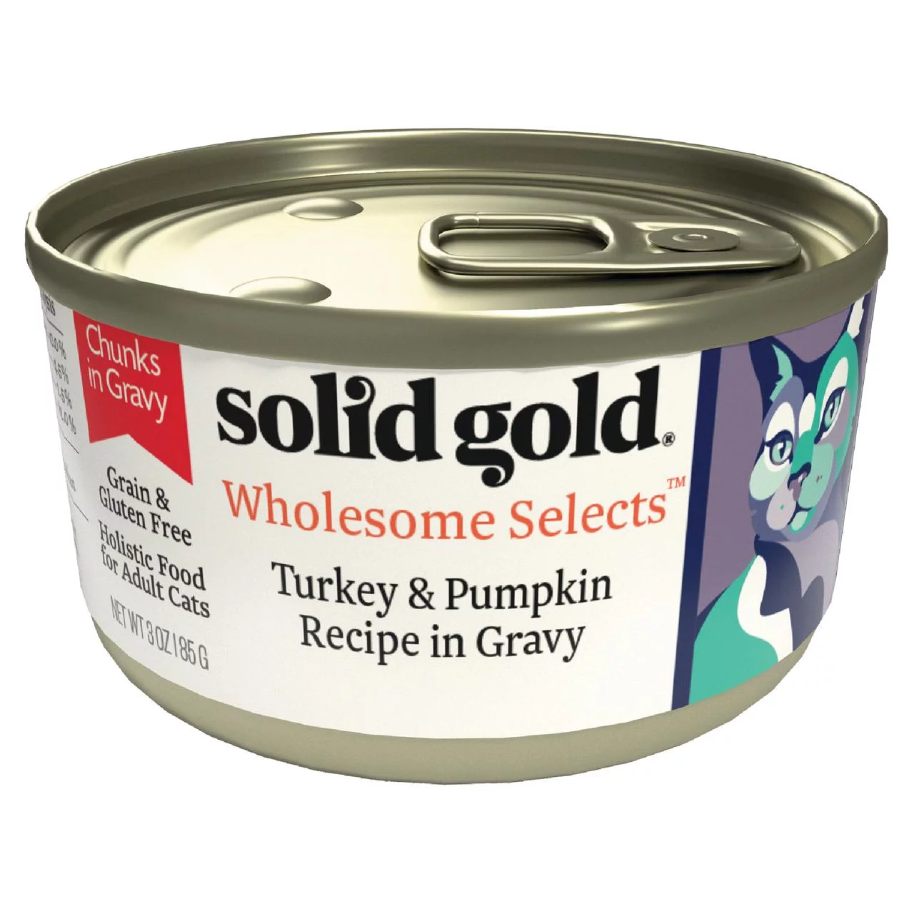 Solid Gold Wholesome Selects Wet Cat Canned Food, Real Turkey & Pumpkin for Healthy Digestion and Sensitive Stomach, 24 count