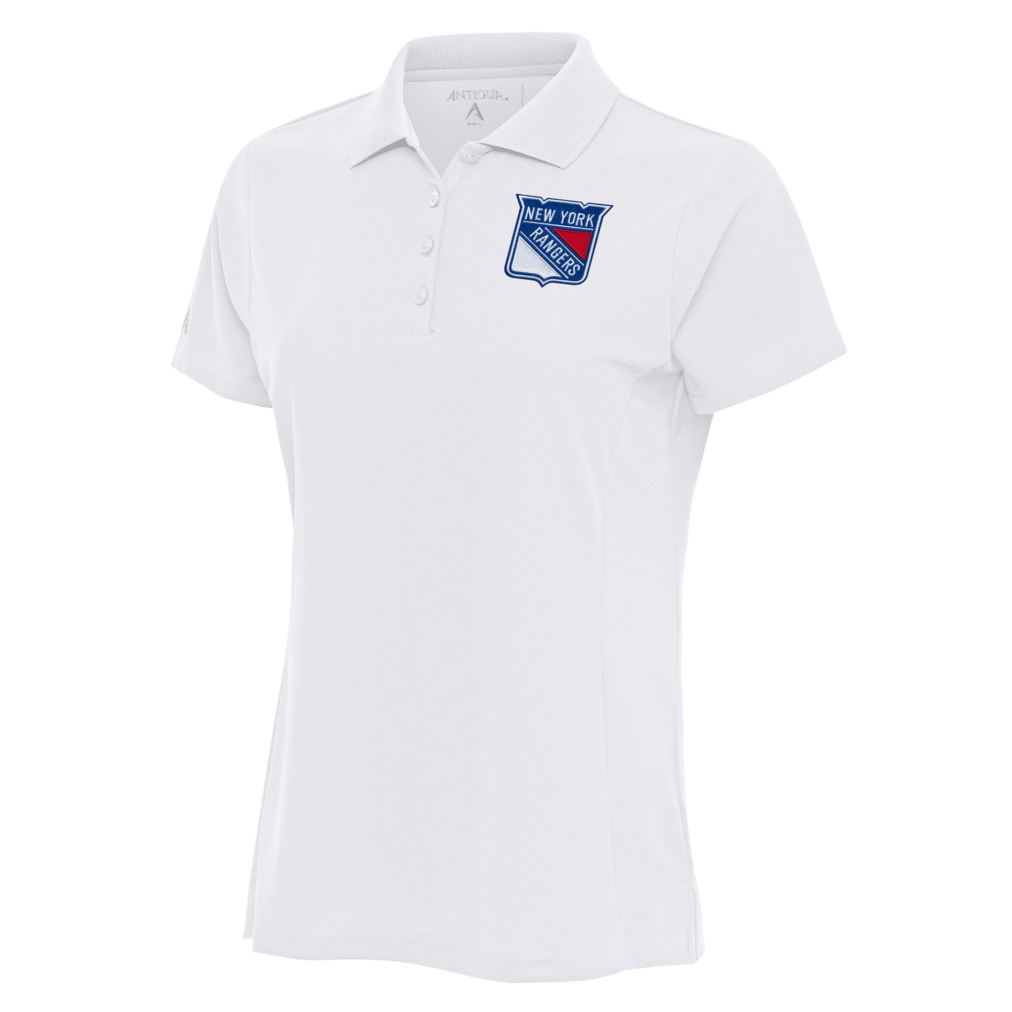 Women's Antigua White New York Rangers Team Logo Legacy Pique Polo