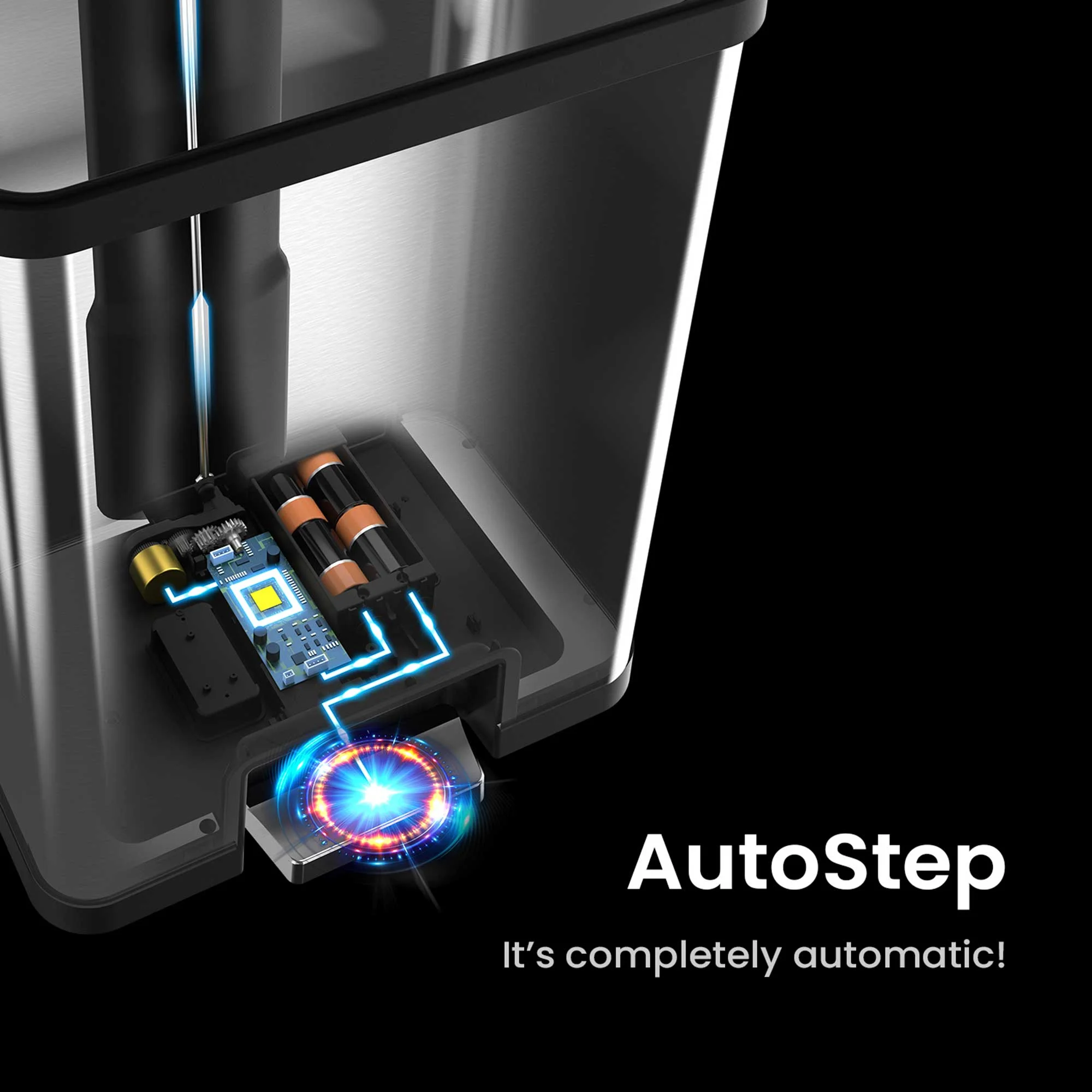 iTouchless AutoStep 13 Gallon Stainless Steel Automatic Step Trash Can with Odor Control System