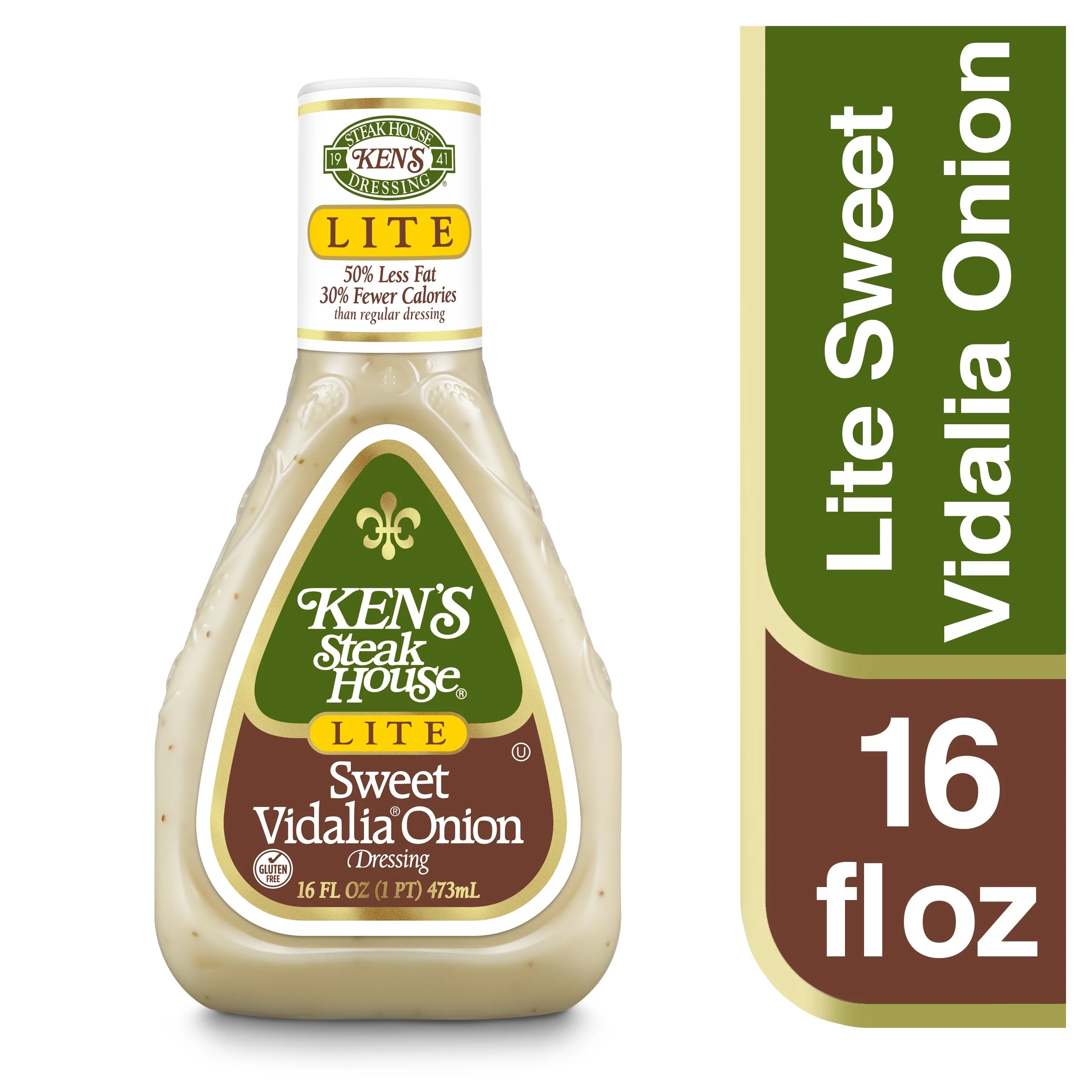 (4 pack) Ken's Steak House Lite Sweet Vidalia Onion Salad Dressing 16 fl oz