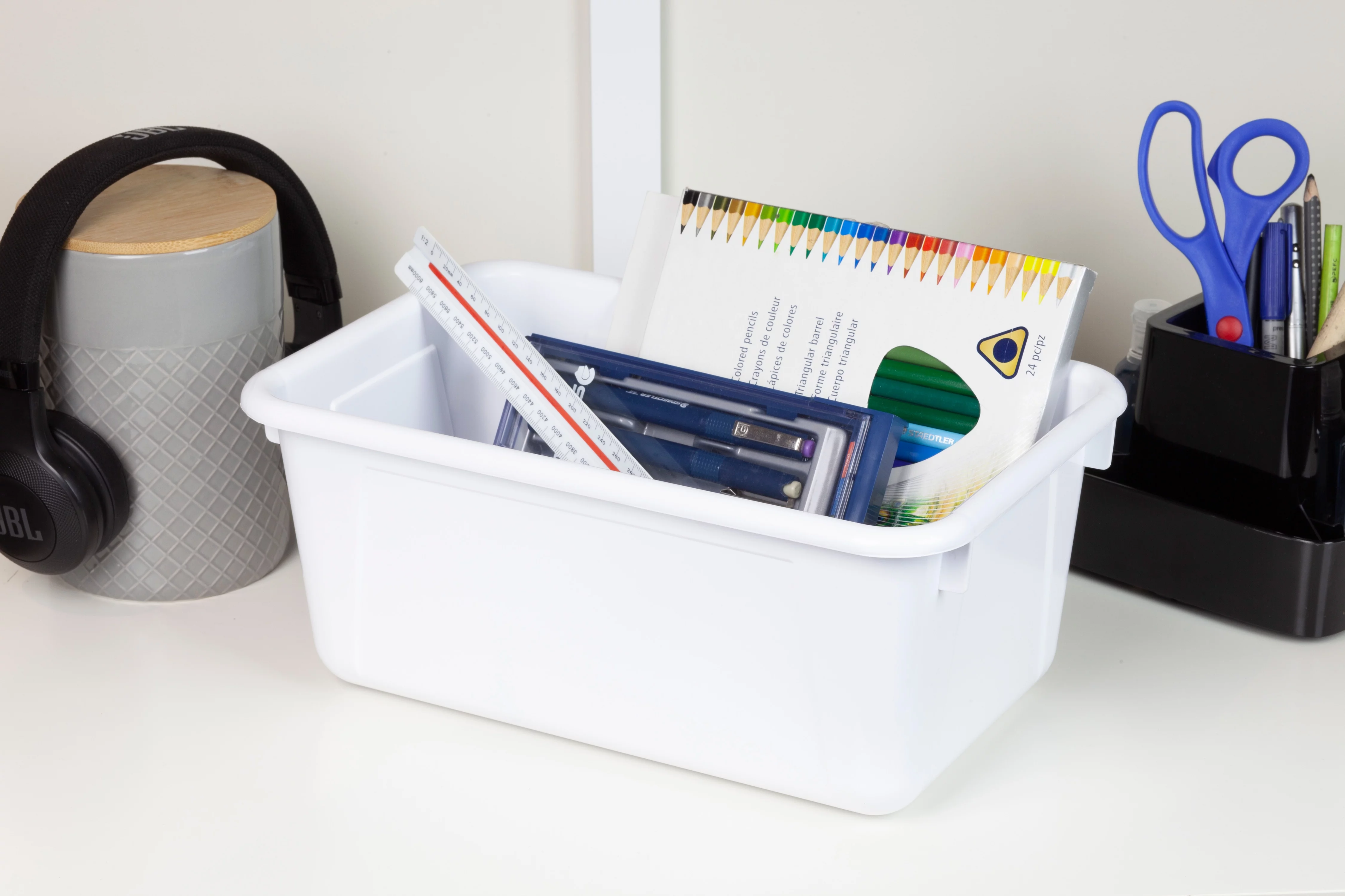 Pen+Gear Plastic Small Cubby Bin, Craft and Hobby Storage, Arctic White, 5-Pack