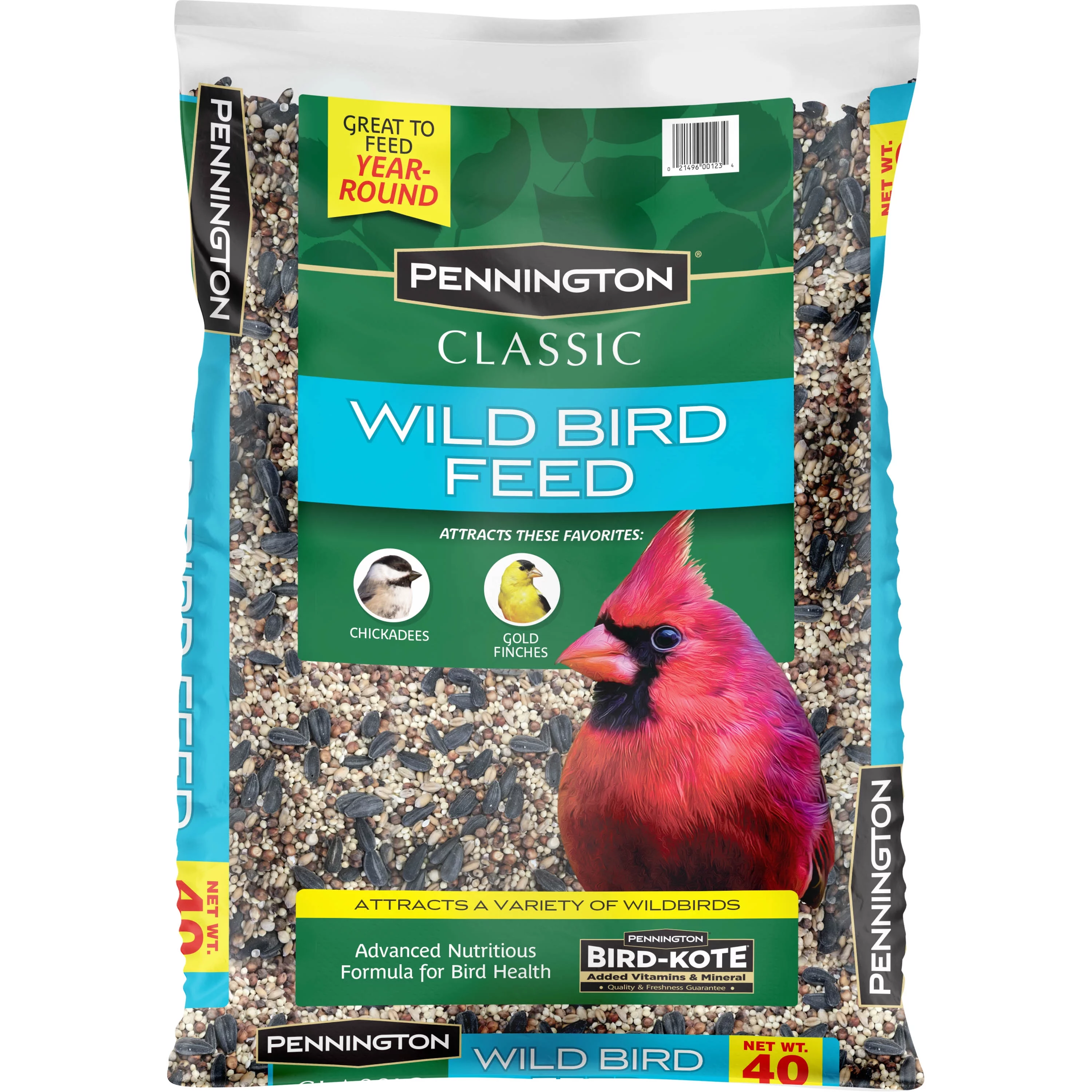 (2 pack) Pennington Classic Dry Wild Bird Feed and Seed, 40 lb. Bag, 1 Pack