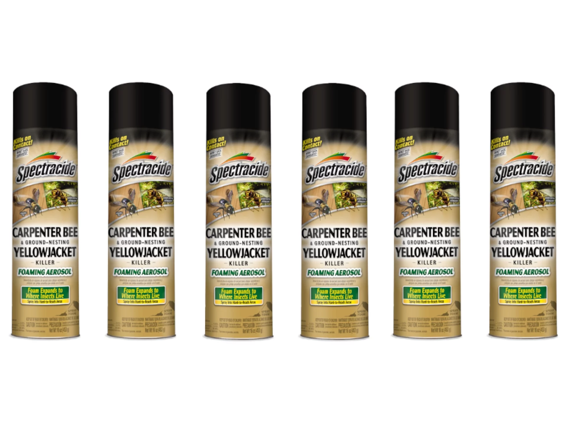 6 Pack Spectracide Carpenter Bee and Ground Nesting Yellow Jacket Aerosol, 16oz