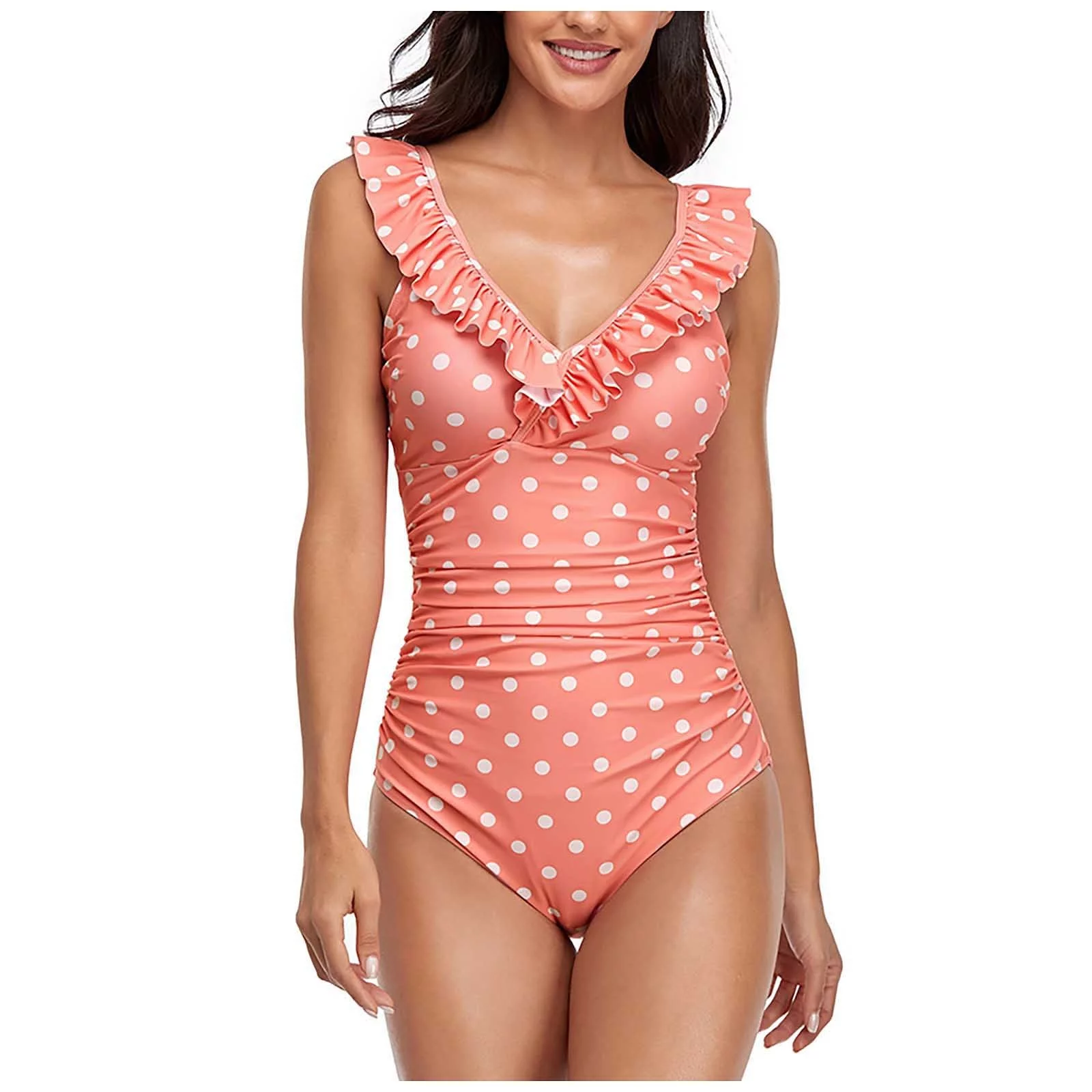 Swimsuit Women One Piece Bathing Suit For Women Ladies New Polka Dot Lace V-neck One-Piece Swimsuit