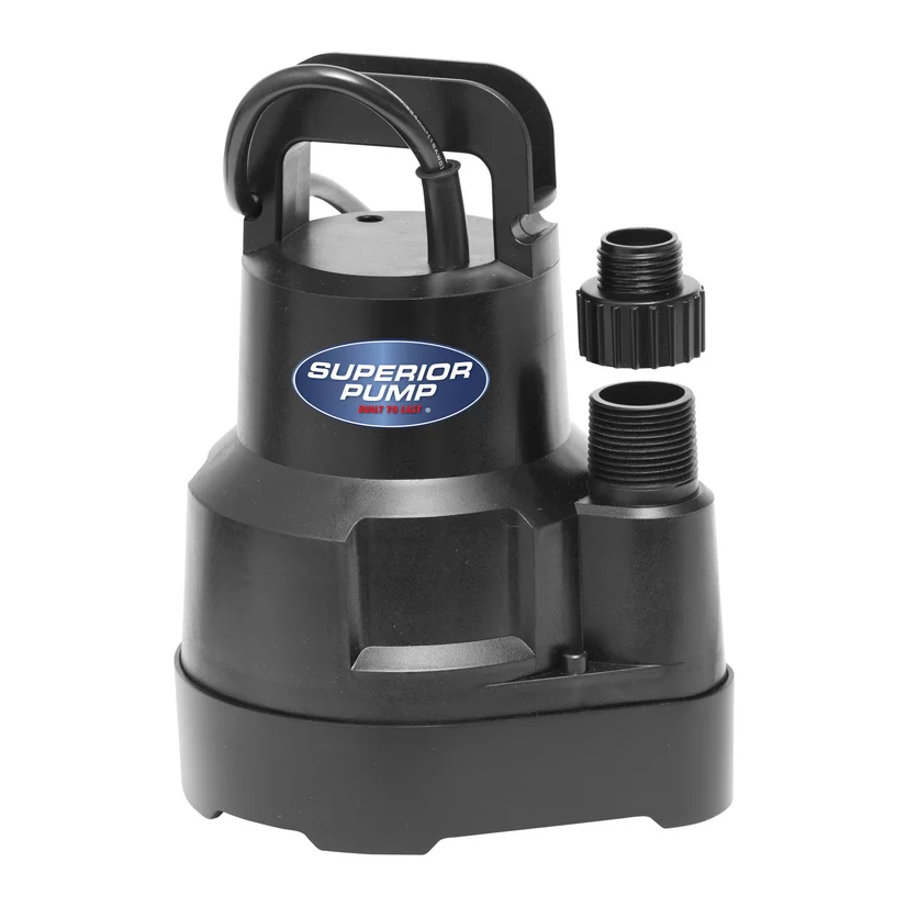 Superior Pump 91016 Thermoplastic High Flow Utility Water Pump, 1/6 HP, Black