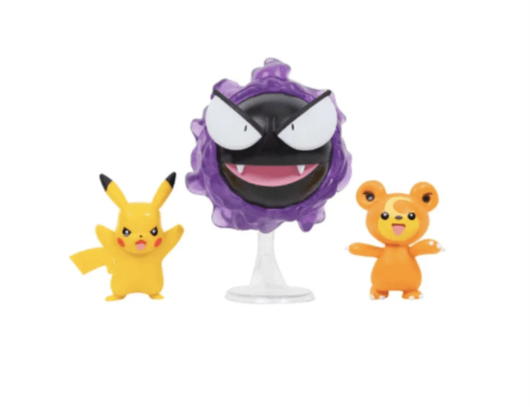 Pokemon 3-in Battle Action Figure Set 3-Pack - Teddiursa, Pikachu, Ghastly