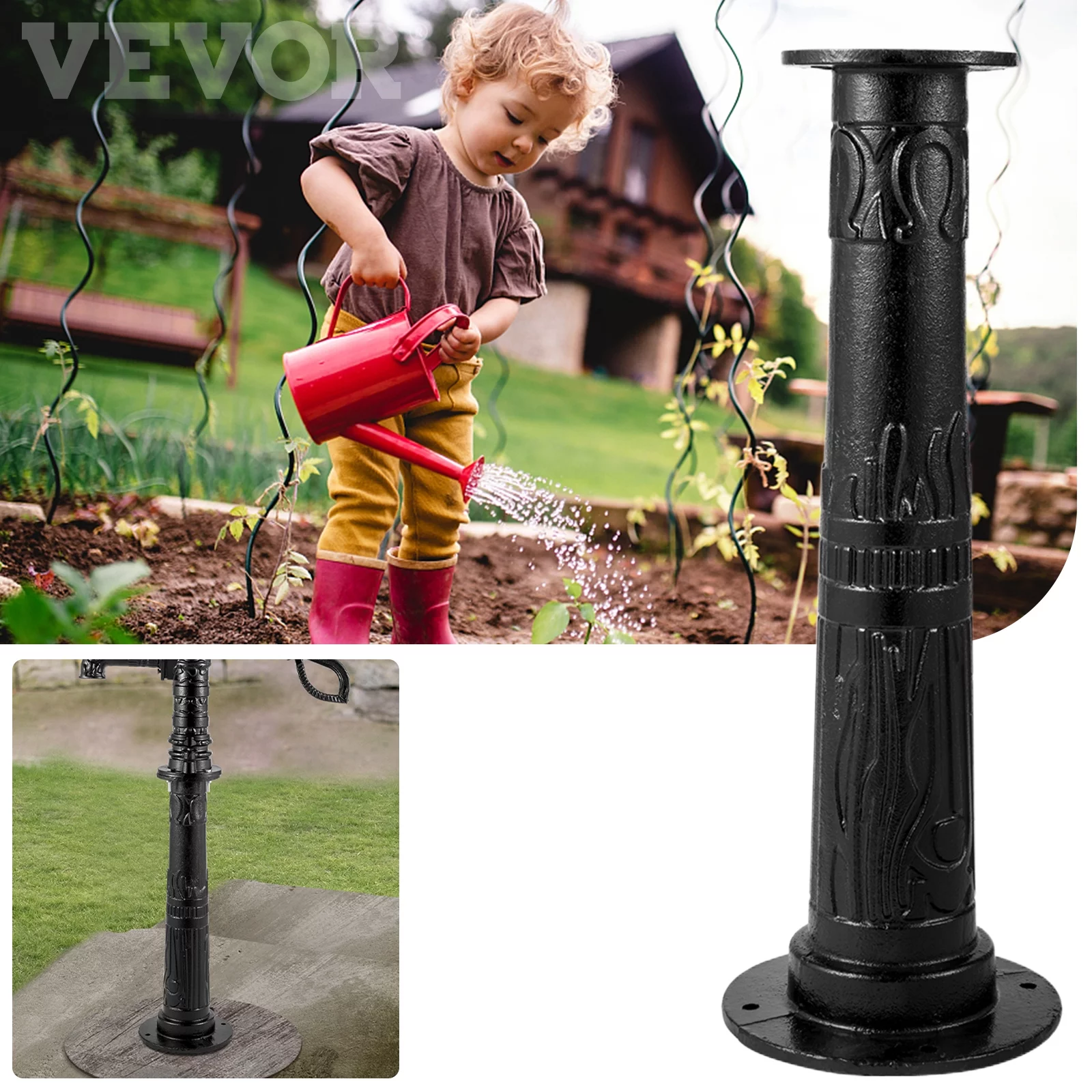 VEVORAntique Hand Water Pump Stand Pitcher Pump Stand Cast Iron Well Pump Stand w/Pre-set 0.5