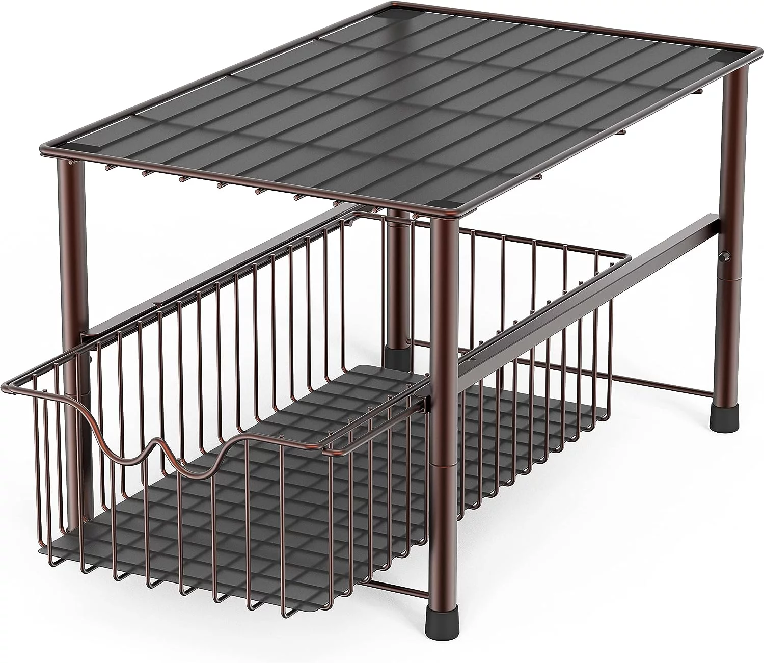 DecoBros Stackable Under Sink Cabinet Sliding Basket Organizer Drawer,Bronze