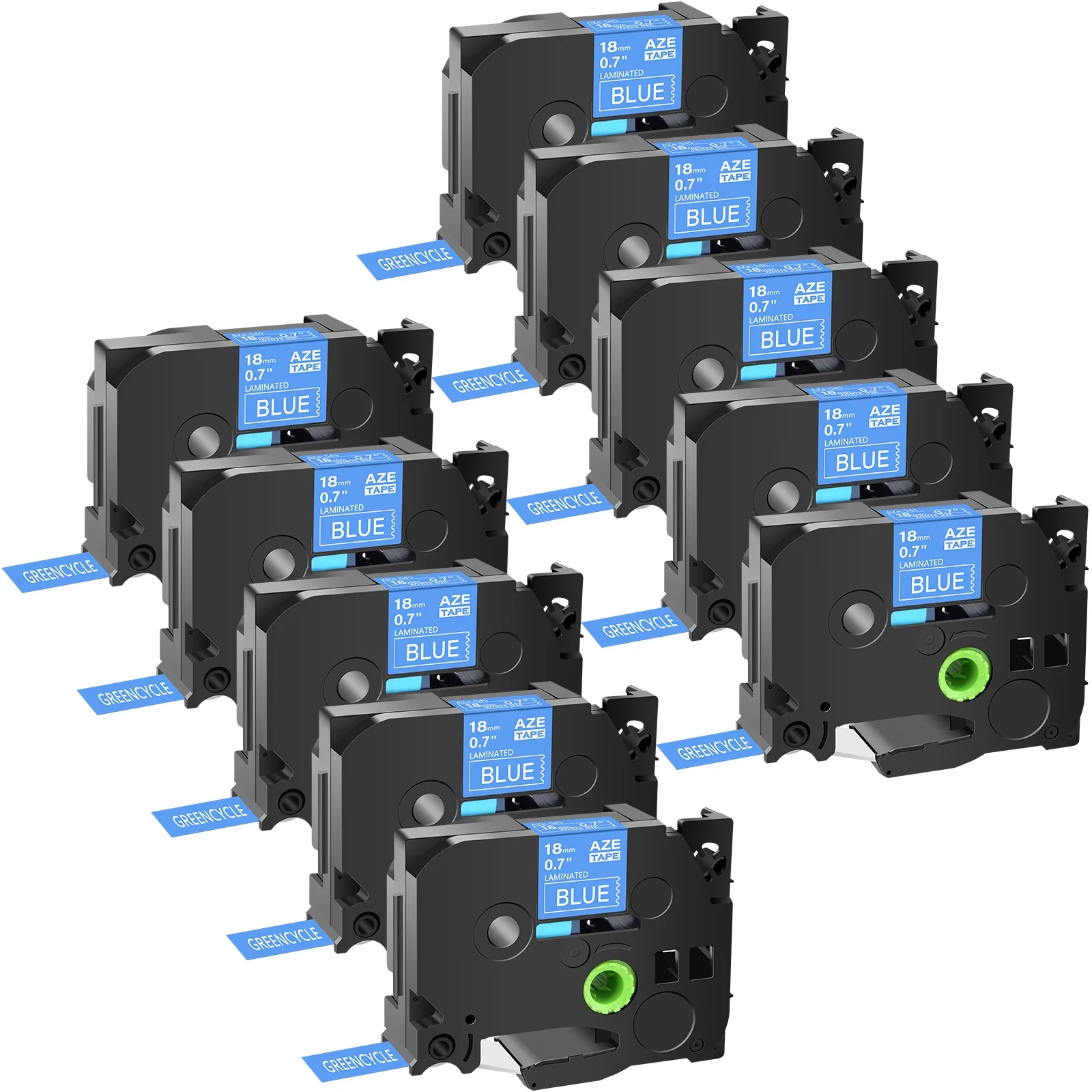 GREENCYCLE 10PK Compatible for Brother P-touch White on Blue 18mm 8m TZ TZE TZe-545 TZ-545 TZe545 TZ545 Laminated Label Tape