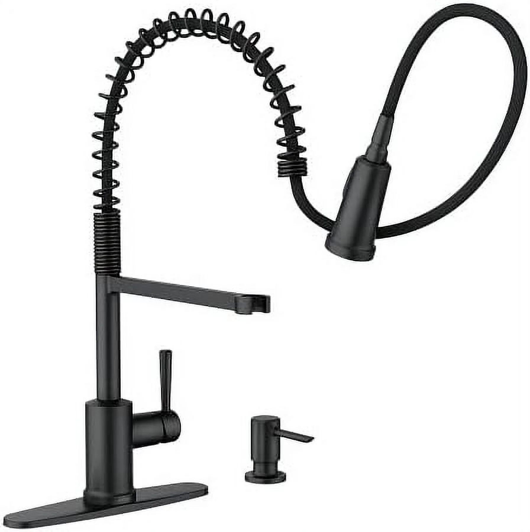 Moen Indi Single-Handle Pre-Rinse Spring Pulldown Sprayer Kitchen Faucet with Power Clean in Matte Black