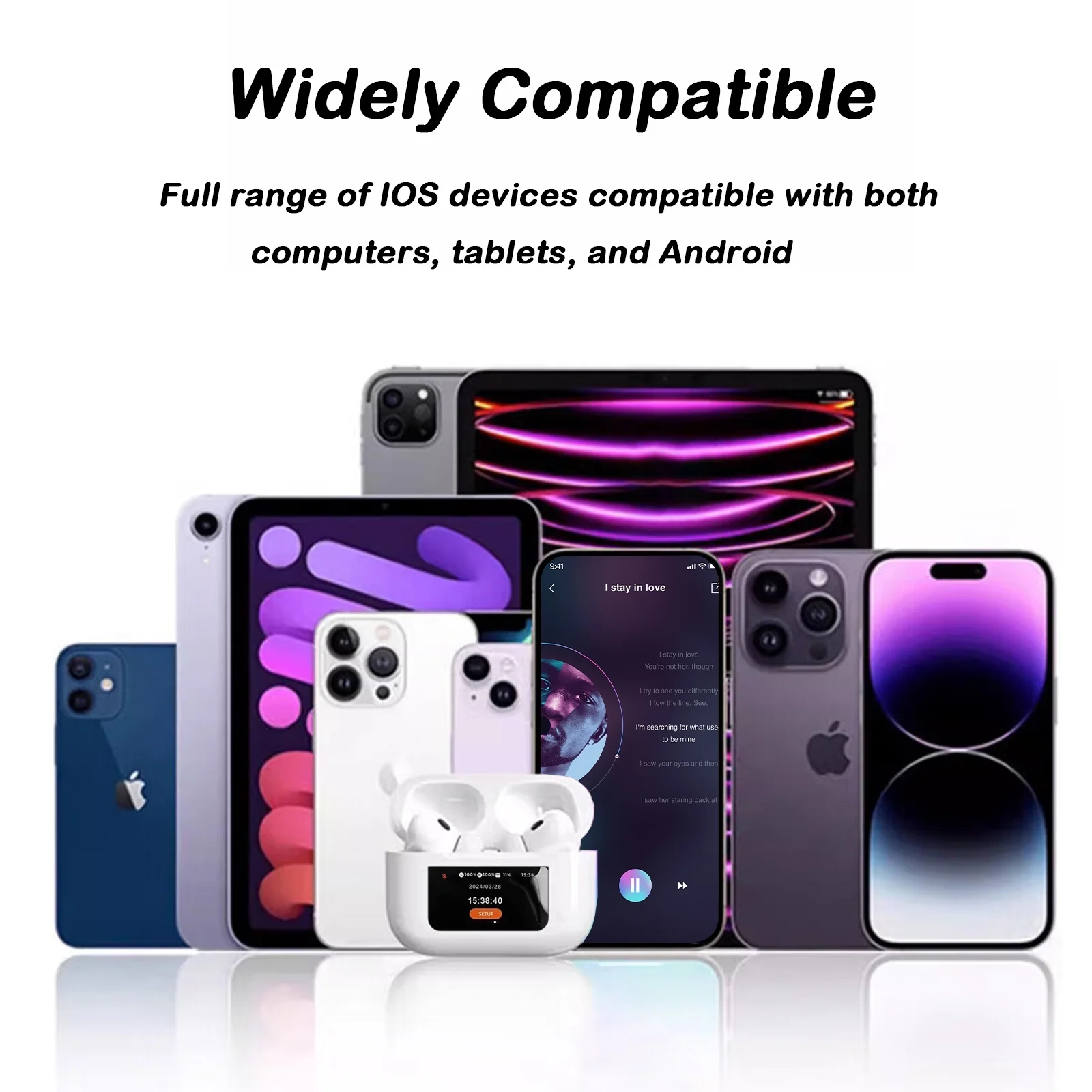 Noise Cancelling Wireless Earbuds Bluetooth Touch Screen Control Earphones Pro 2 Generation for iPhone Android ANC/ENC