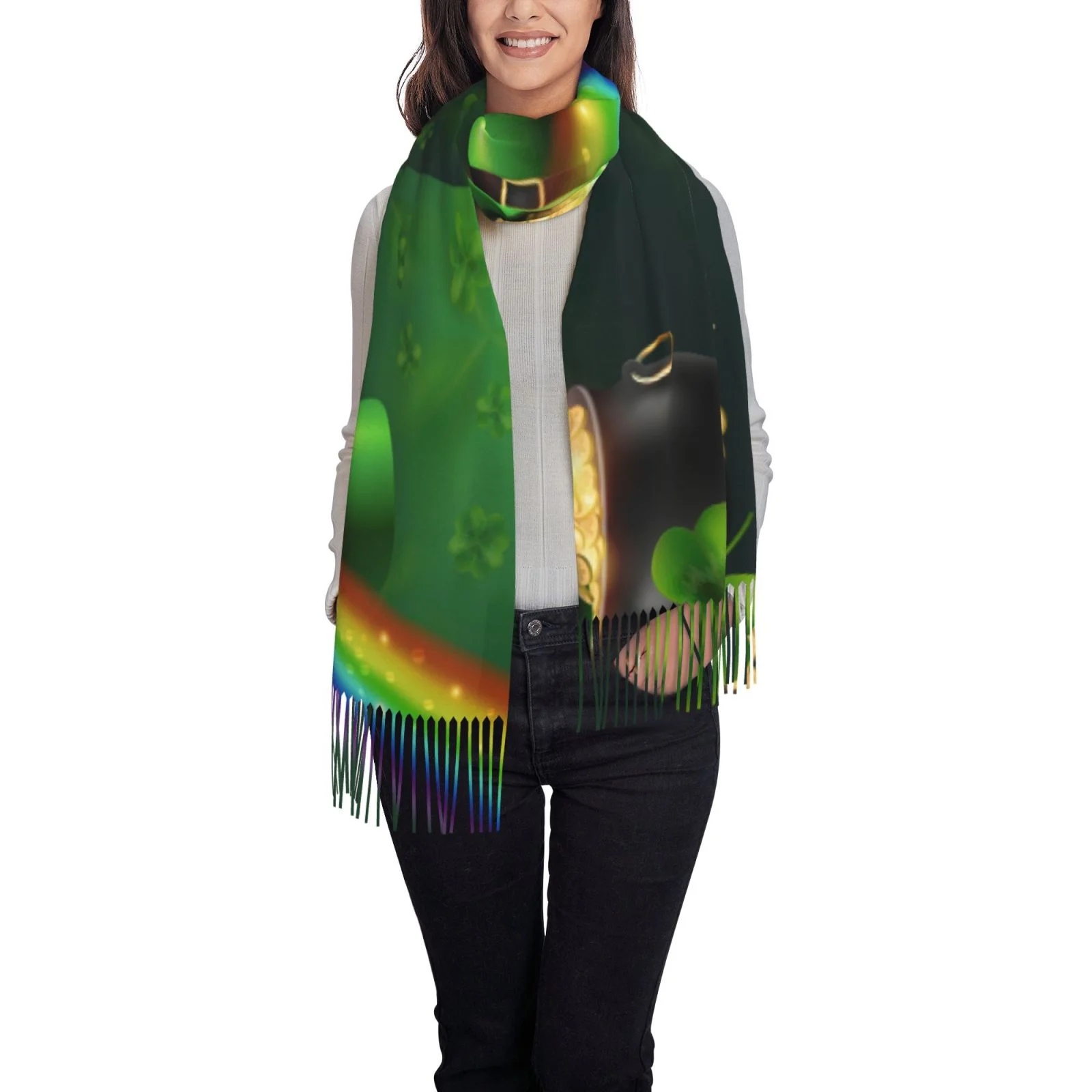 Ocsxa Scarf Shawl Wraps For Women Soft Cashmere Scarf St. Patrick'S Day4 Printed Large Blanket Scarf